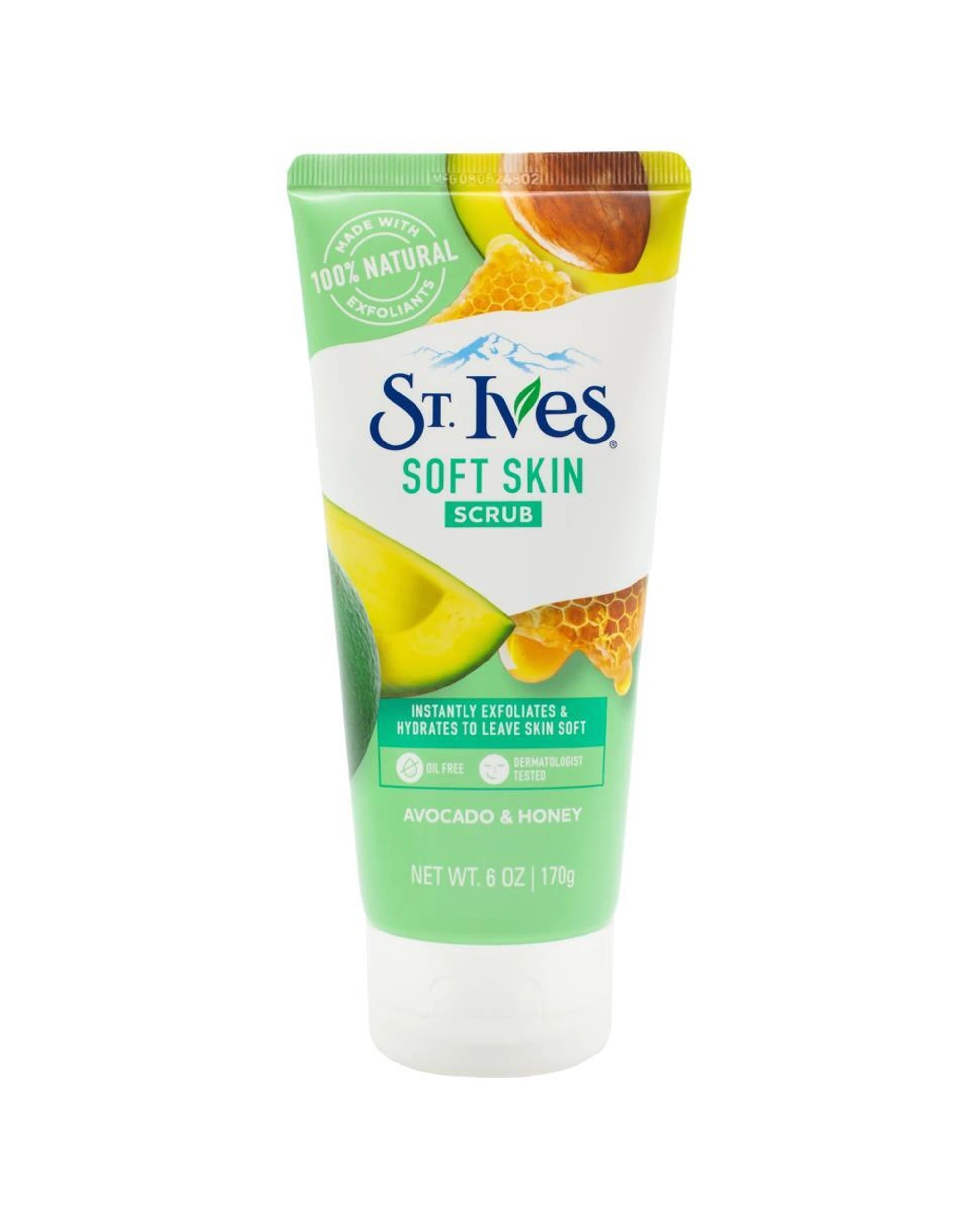 2 ST IVES 6PK Soft Skin Scrub Facial Cleanser Avocado Honey 170g - Green, 2 of 3