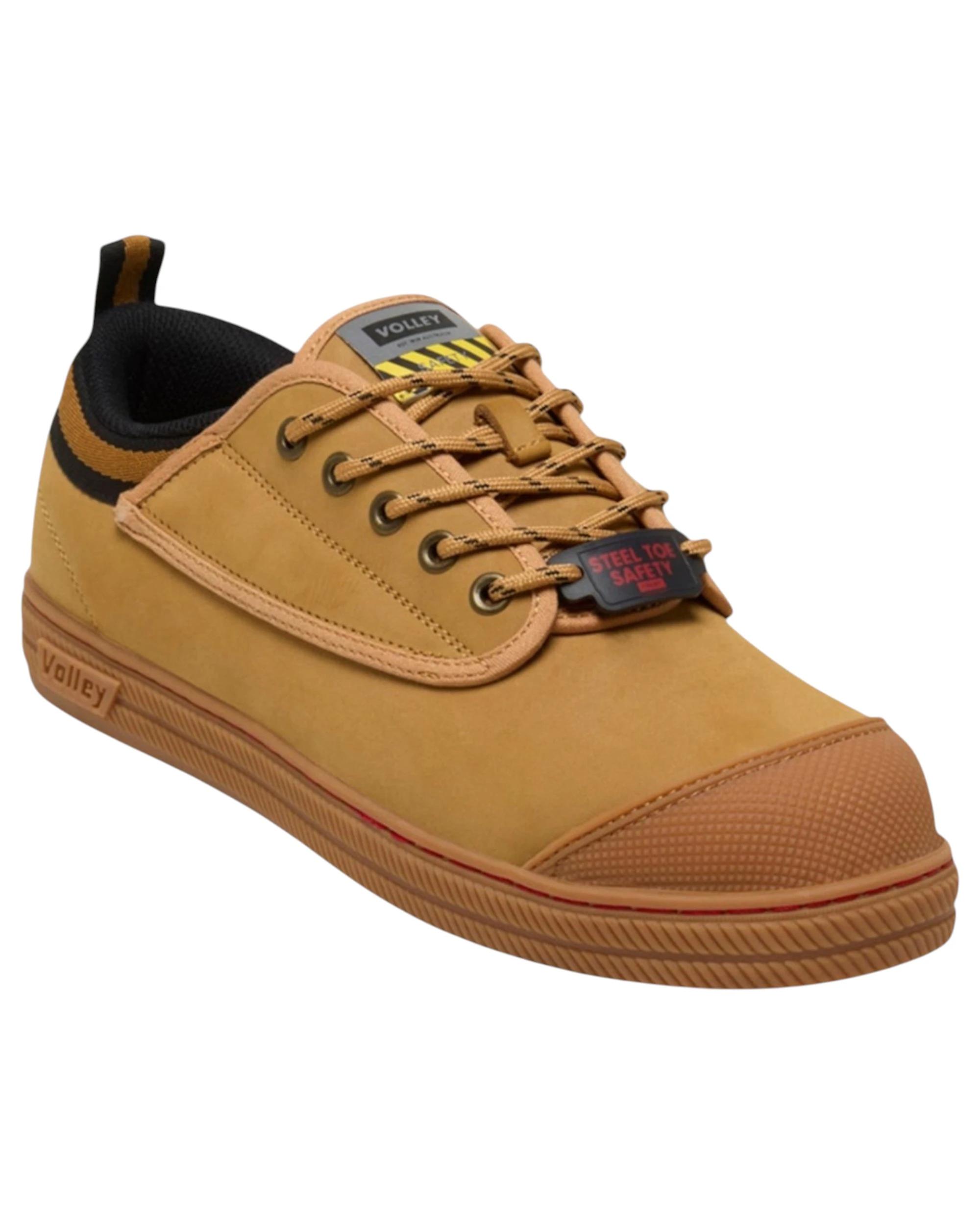 2 Volley Mens Safety Leather Steel Toe Caps Work Lace Up Shoes TAN NUBUCK, 2 of 6