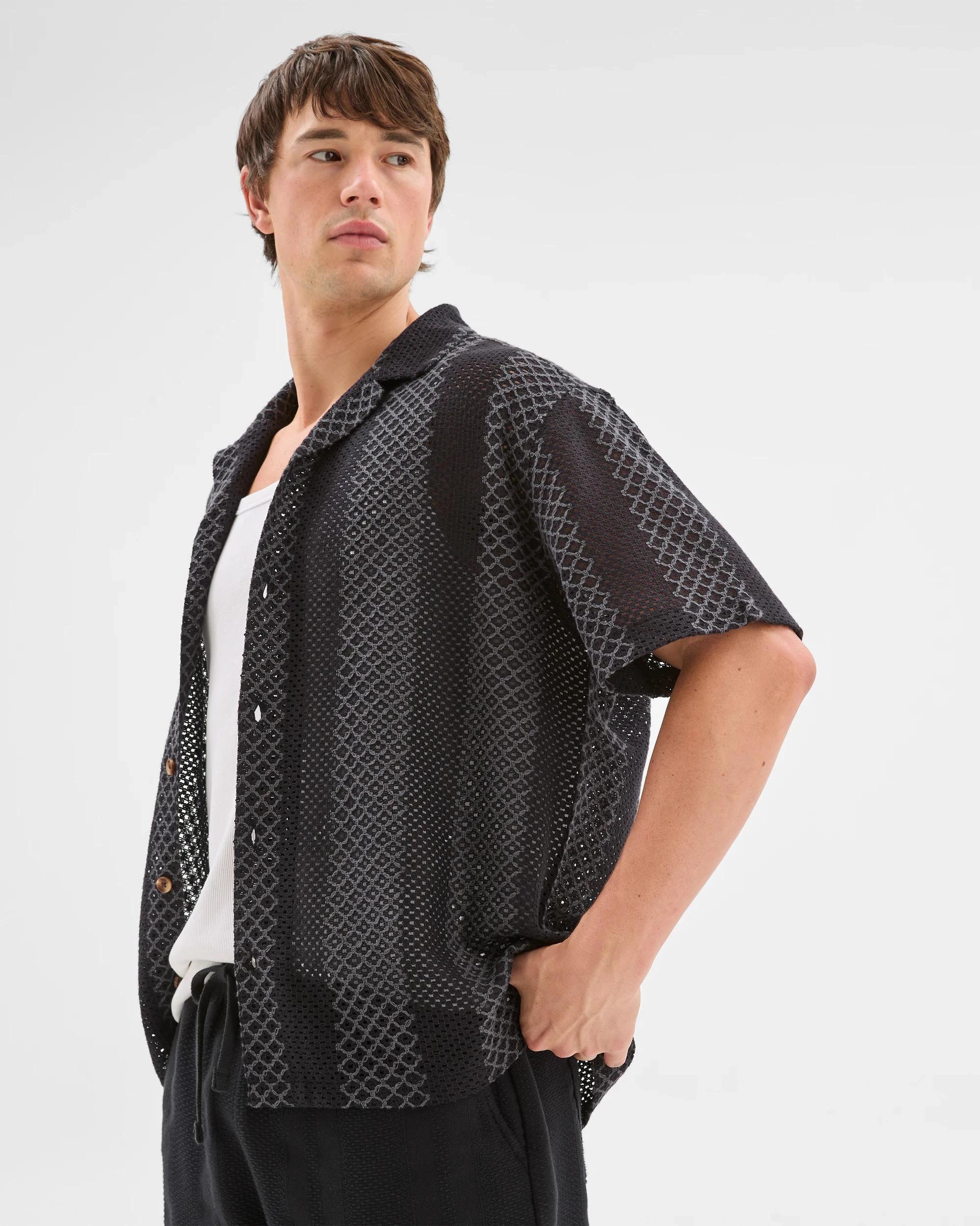 4 Australian Cotton Blend Woven Shirt - Commons BLACK, 4 of 7