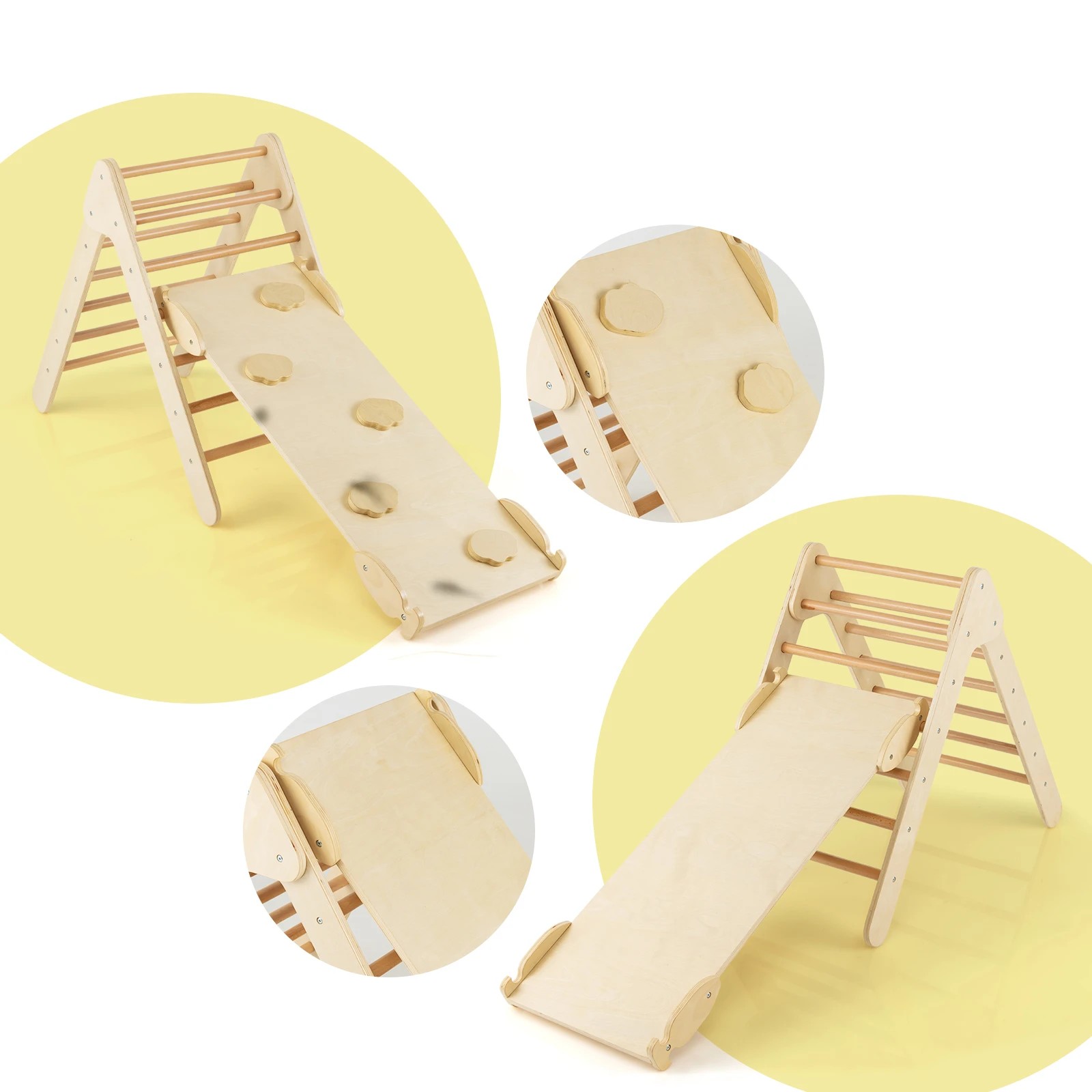 3 Costway Climb Playset Wood Climbing Frmae Slide Set, 3 of 4