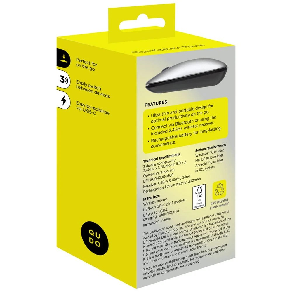 5 Qudo Multi Device Slim Wireless Mouse Dark Grey, 5 of 5