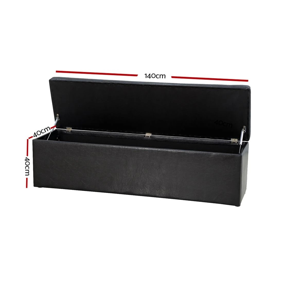 2 Artiss Storage Ottoman Blanket Box 140cm Leather - Black, 2 of 4