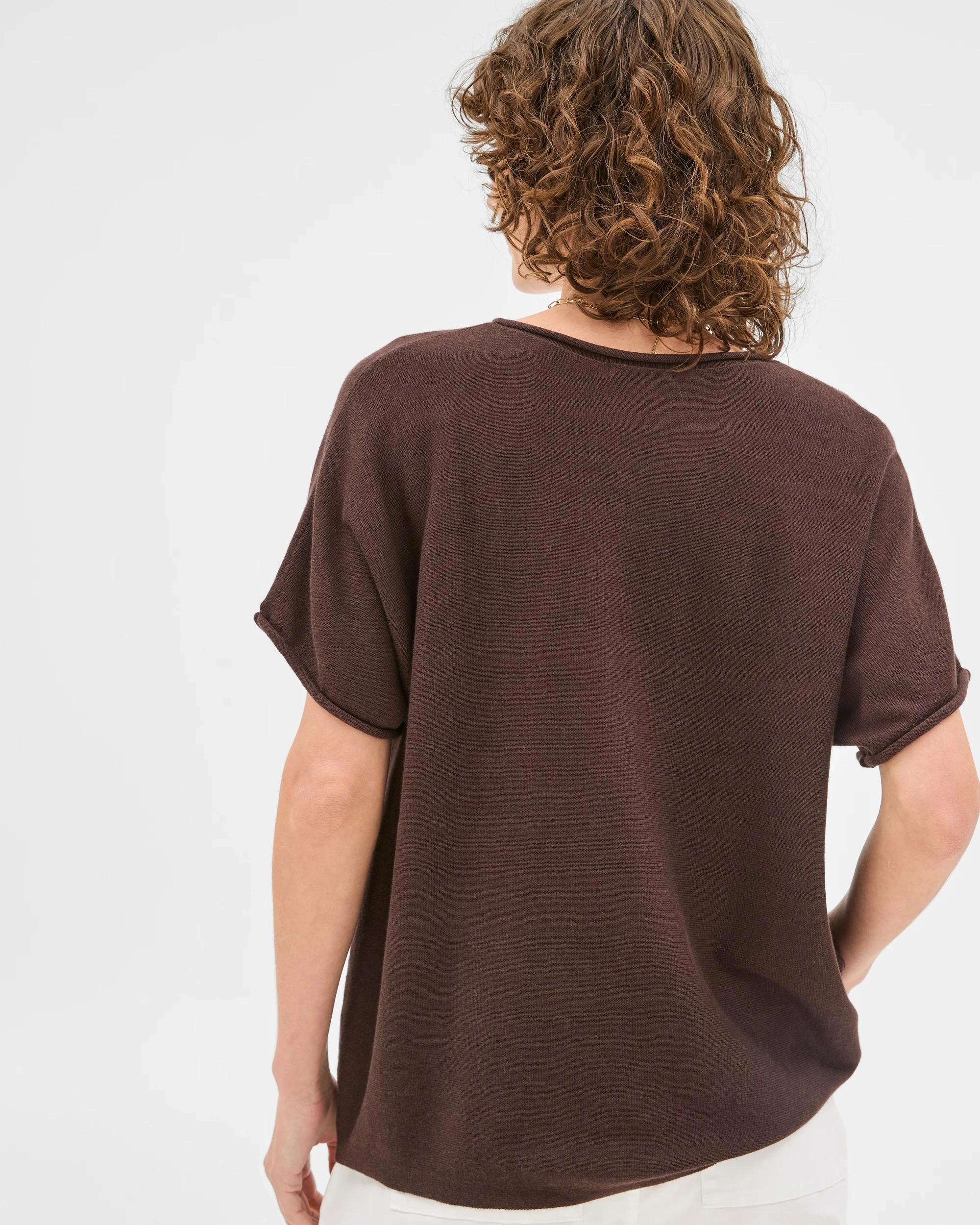 6 Target Australian Cotton Blend Rolled Knit T-Shirt BRUNETTE, 6 of 6