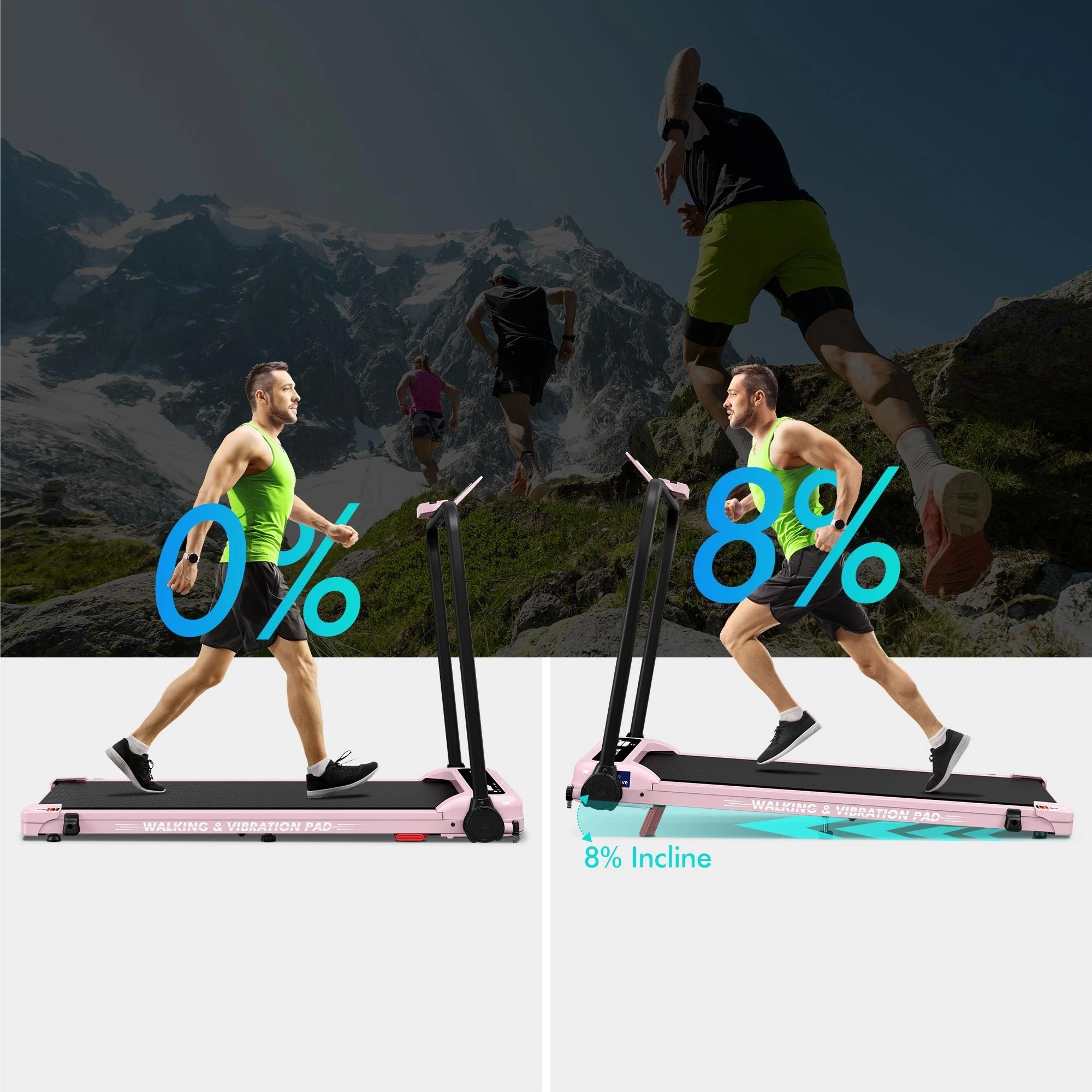 5 Black Lord Treadmill 4-in-1 Walking Vibration Pad Incline Home Gym Foldable - Pink, 5 of 9