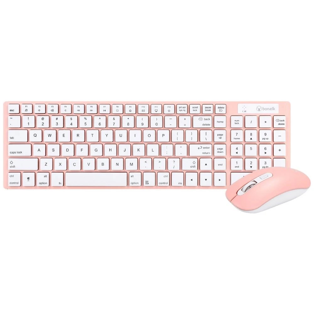 1 Bonelk KM-322 Slim Wireless Keyboard & Mouse Combo Pink, 1 of 4