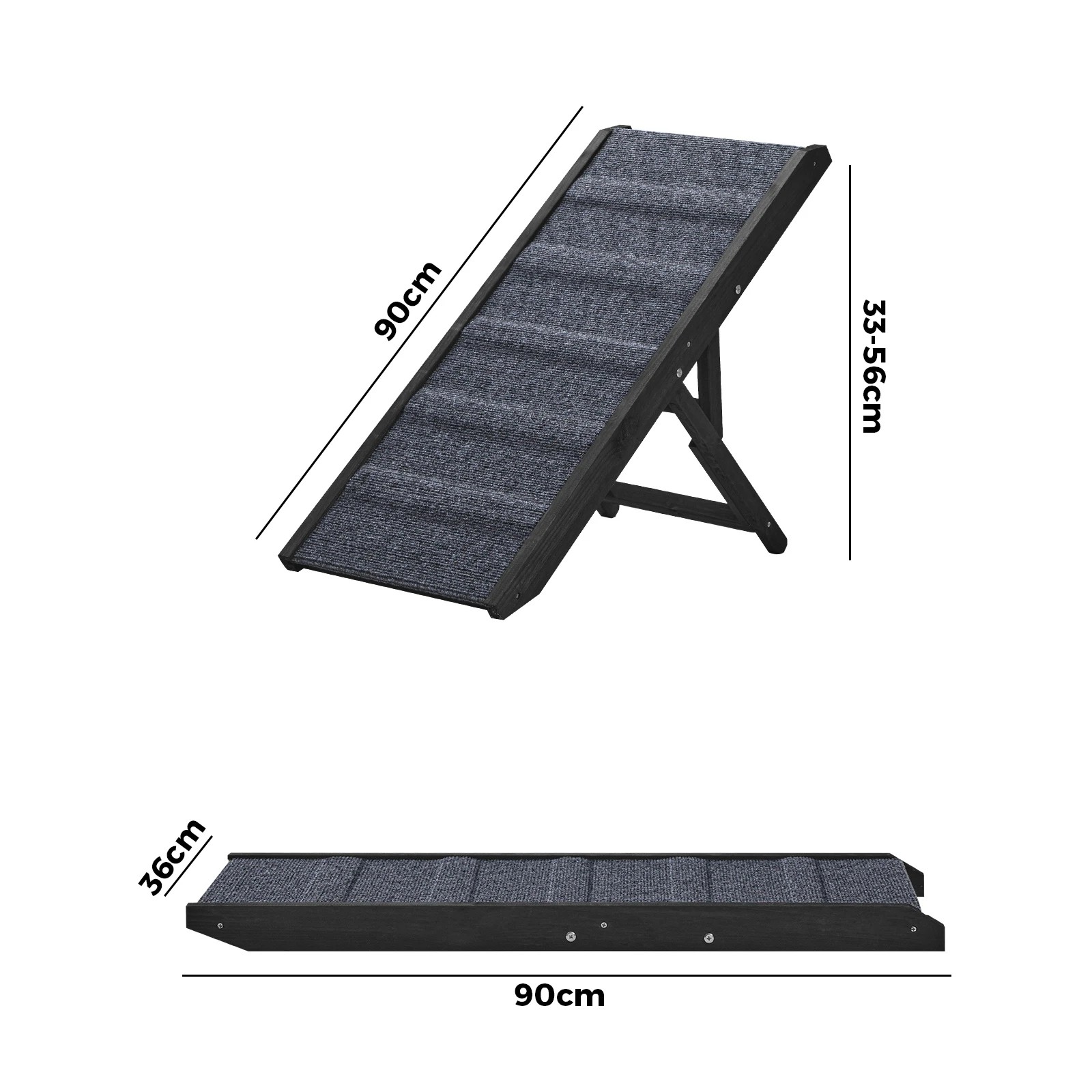 6 Alopet Dog Pet Ramp Adjustable Height Dogs Stairs Bed Sofa Car Foldable 90cm - Black, 6 of 10