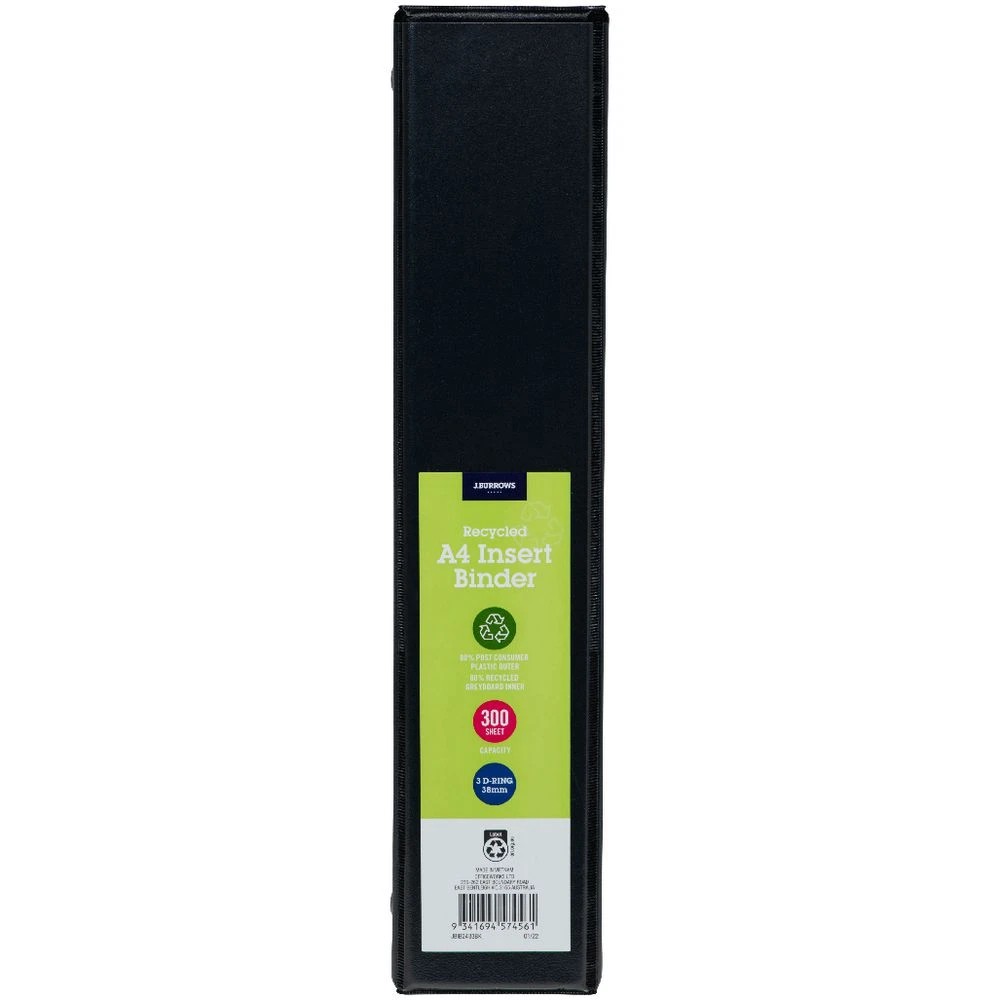 2 J.Burrows Insert Binder A4 3 D-Ring 38mm Black, 2 of 6