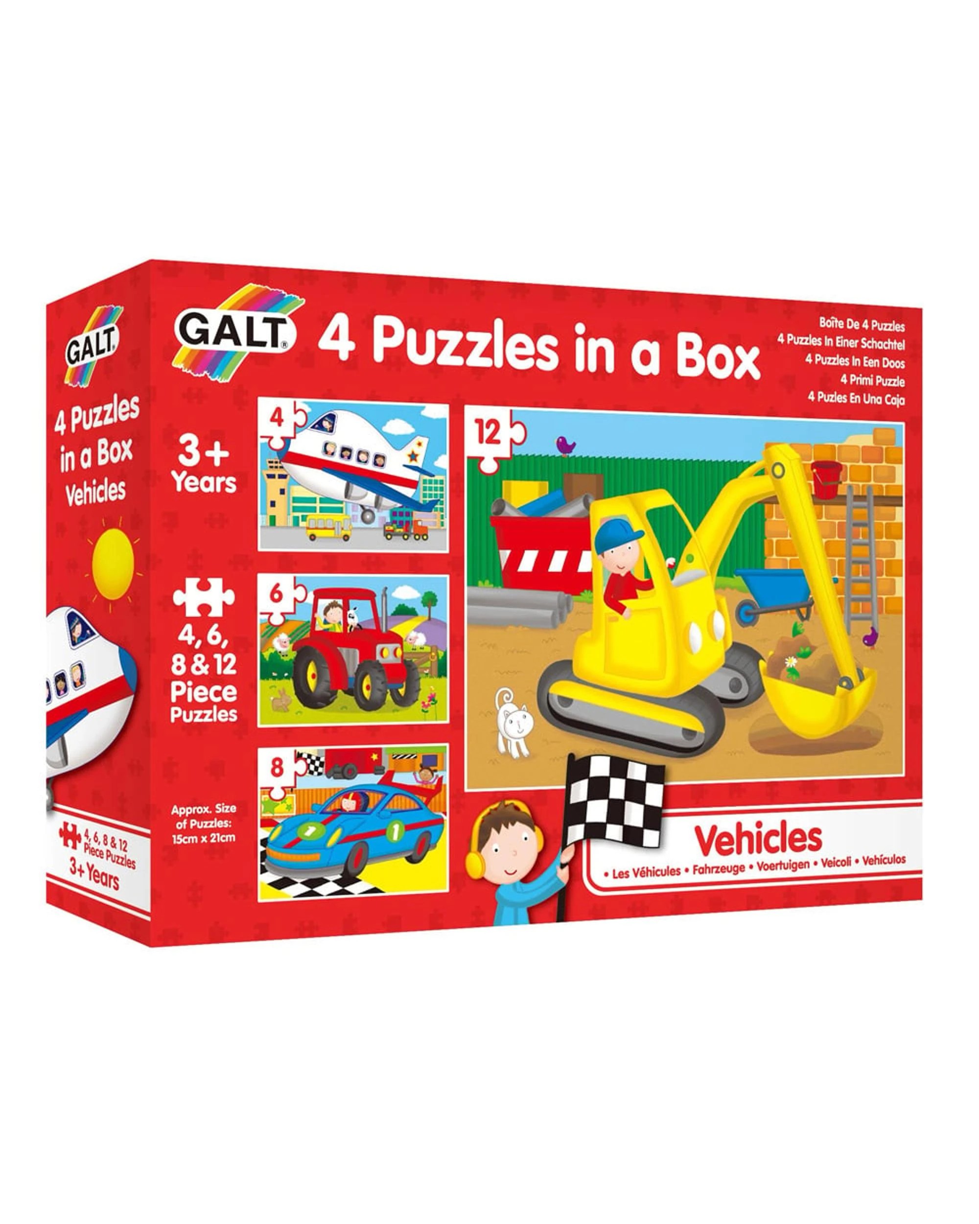 1 Galt 4 Puzzles in a Box Vehicles 4-12 Piece Jigsaw Puzzle, 1 of 1