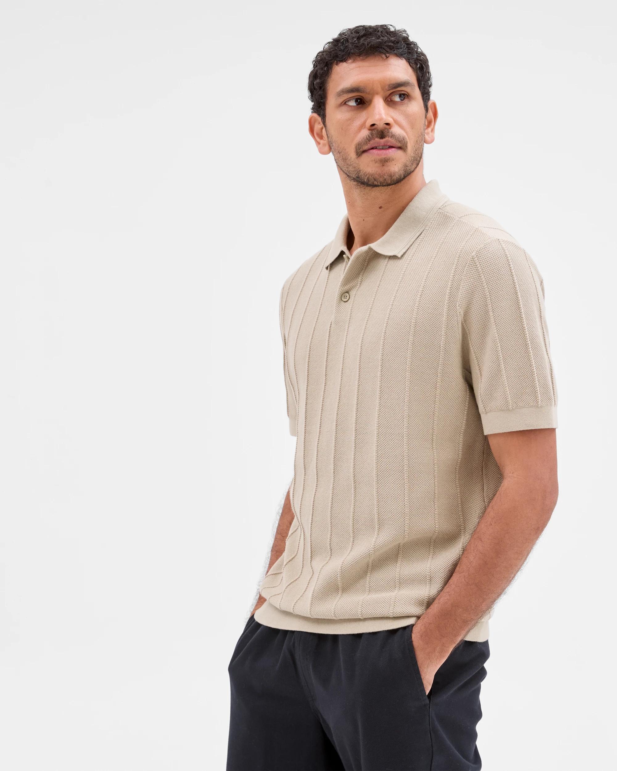 1 Target Australian Cotton Knit Polo Top AGATE GREY, 1 of 5