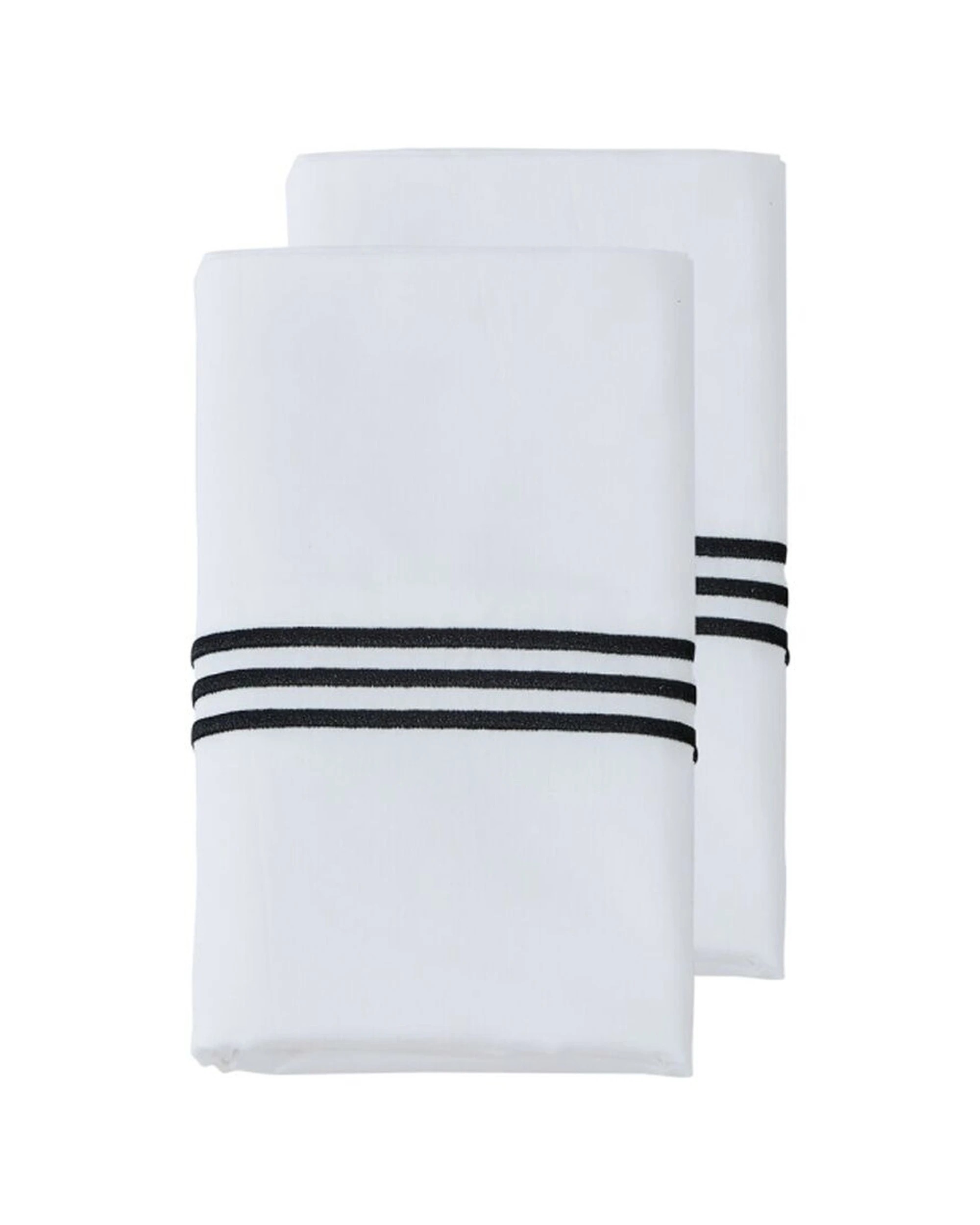 1 Grosvenor House 2pc 500TC Hotel Embroidered Standard Pillowcases With Black - Pattern, 1 of 1