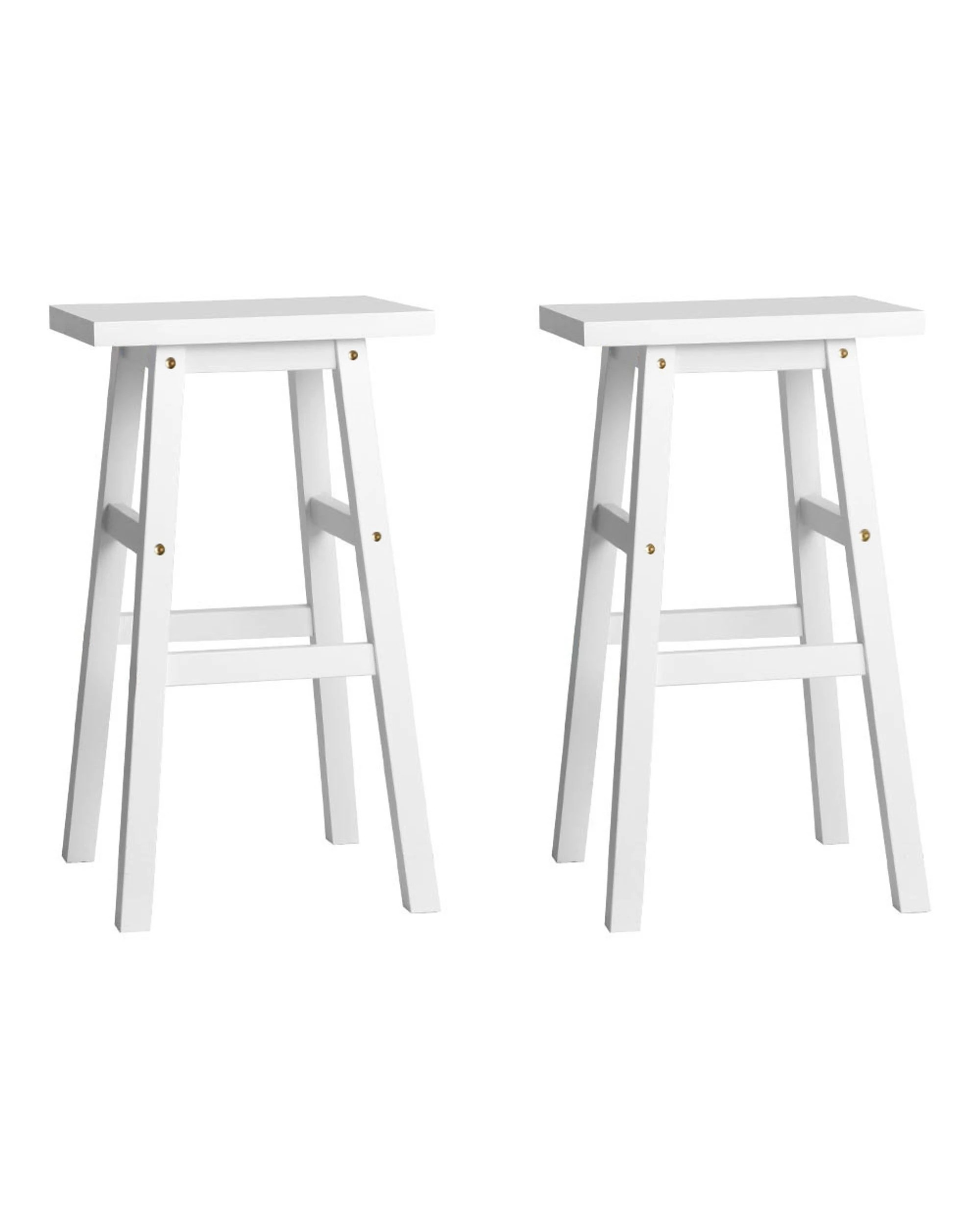 1 Artiss 2x Bar Stools Kitchen Chairs Wooden - White, 1 of 8