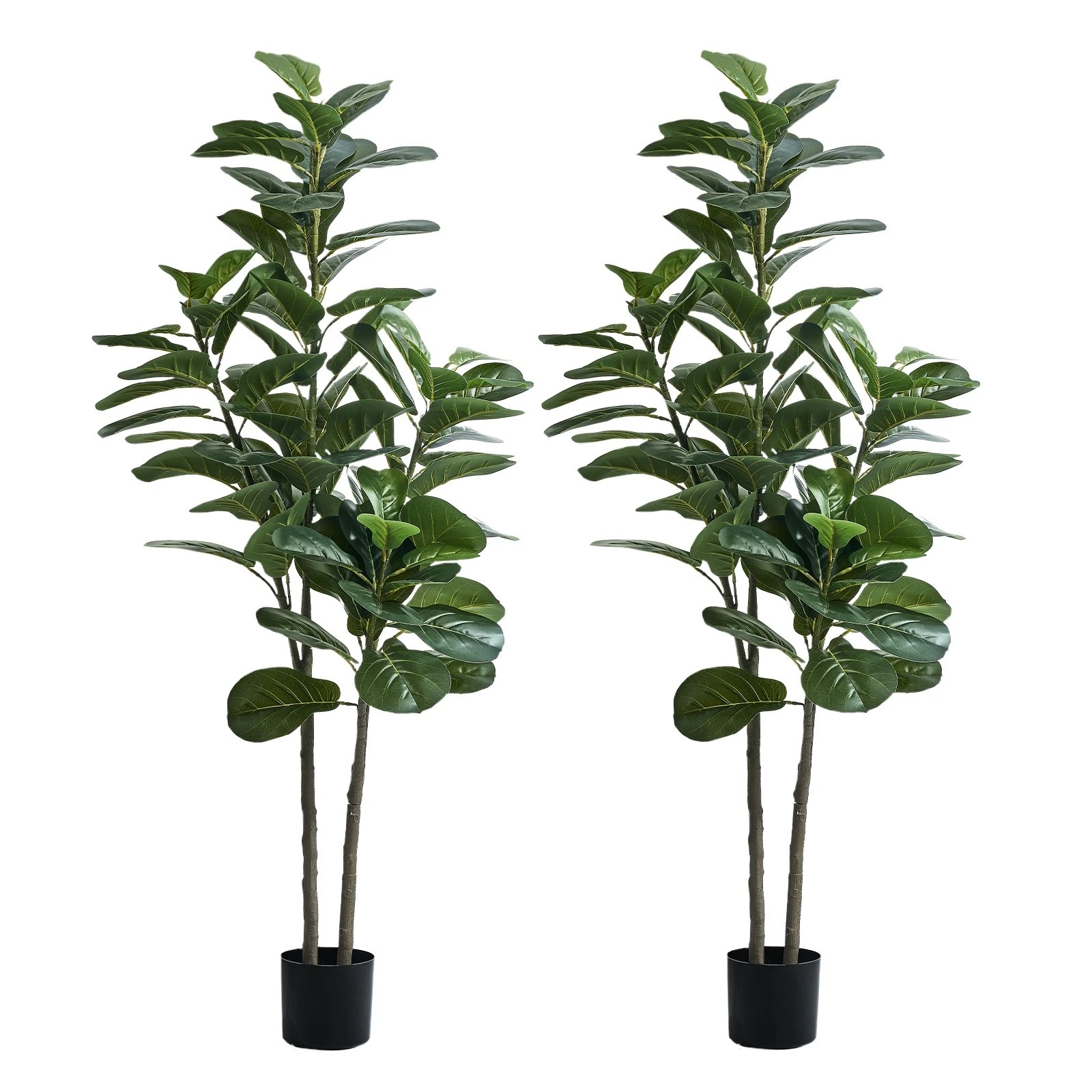 1 Livsip 2x Artificial Fiddle Leaf Fig Tree Lifelike Faux Plants 150cm - Green, 1 of 10
