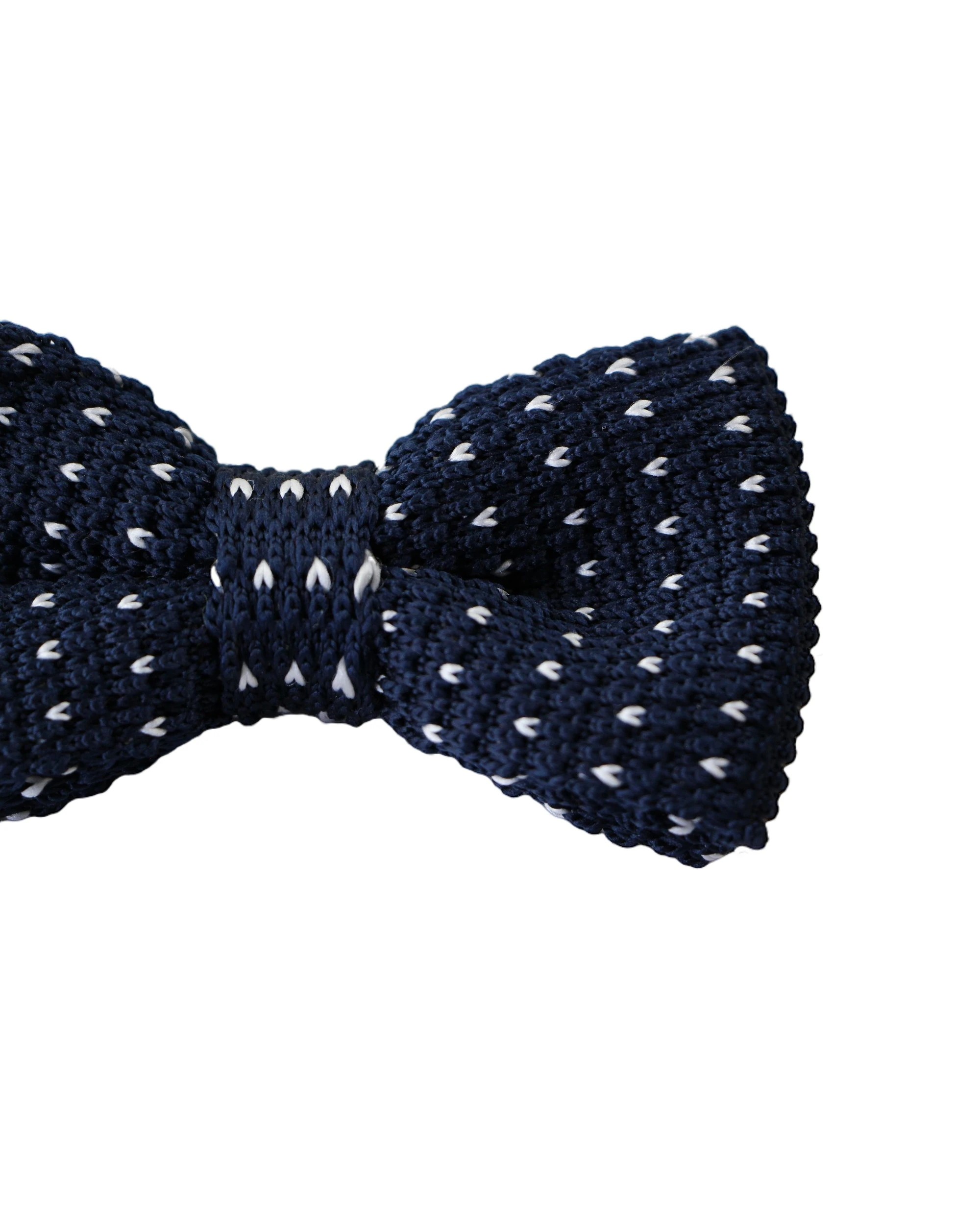 2 Zasel Mens Navy With Mini White Hearts Knitted Bow Tie, 2 of 2