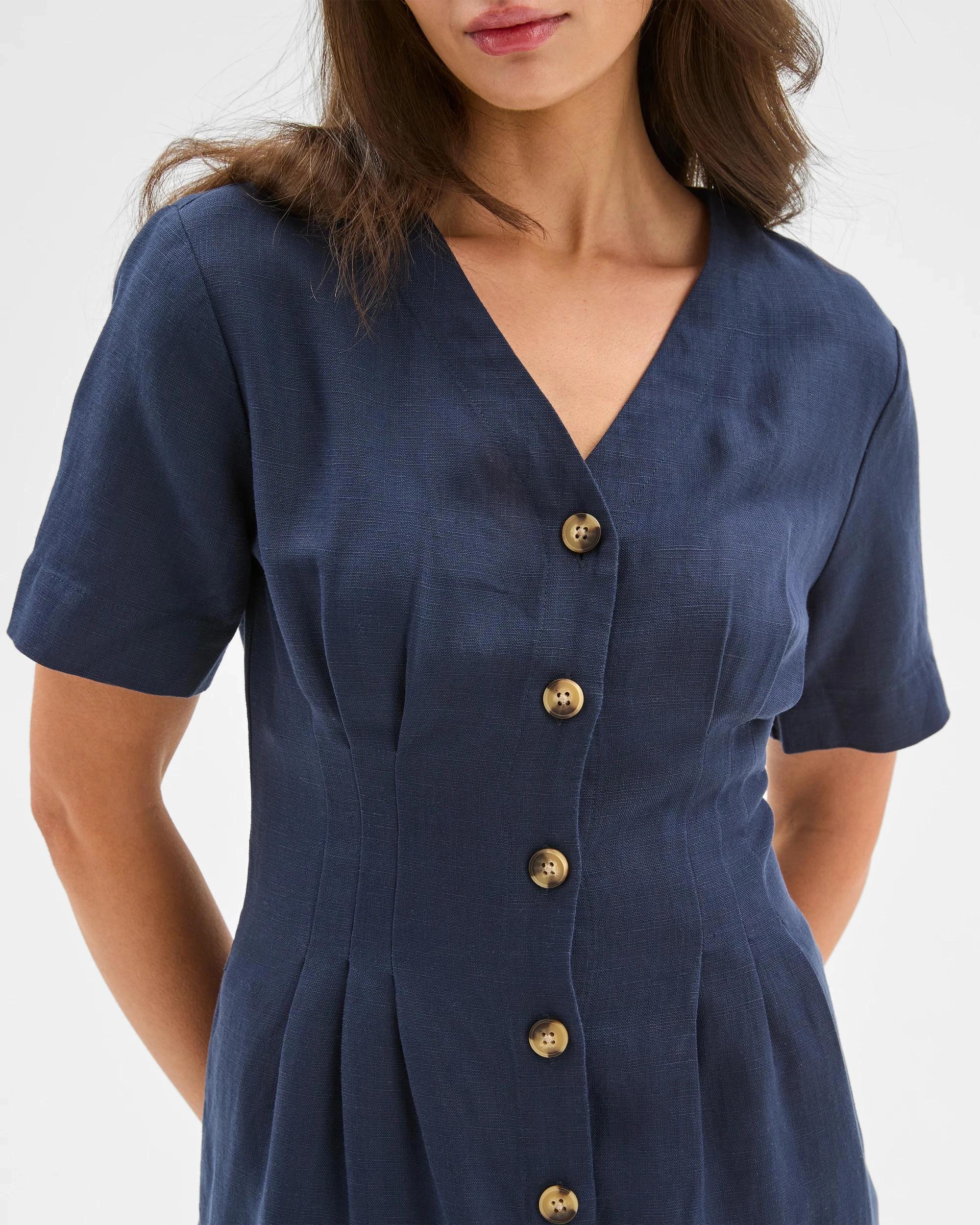5 Target Petites Pintuck Waist Mini Dress NAVY BLAZER, 5 of 7