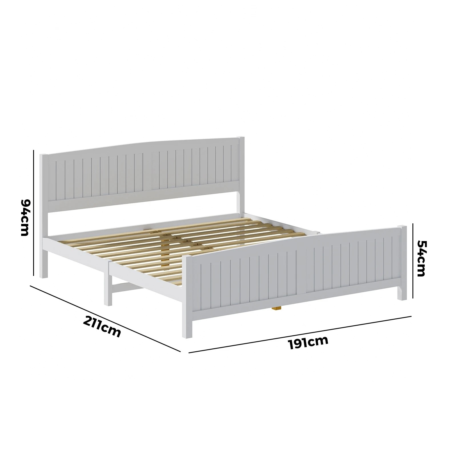 5 Oikiture Bed Frame King Size Wooden Base Timber Platform
 - White, 5 of 10