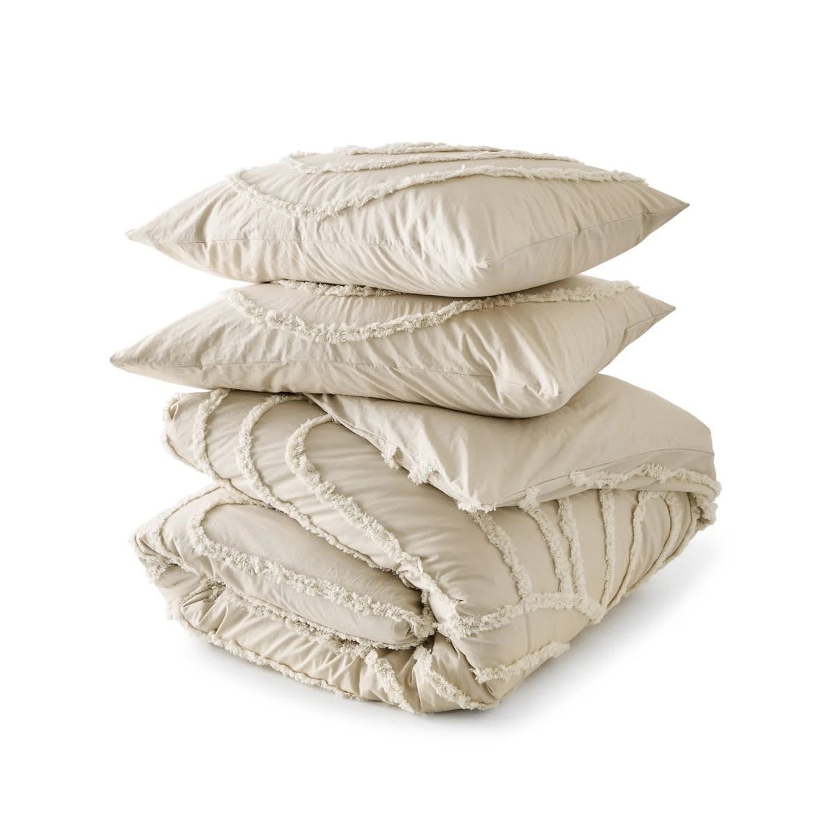 5 Avery Cotton Quilt Cover Set - Queen Bed, Beige, 5 of 6