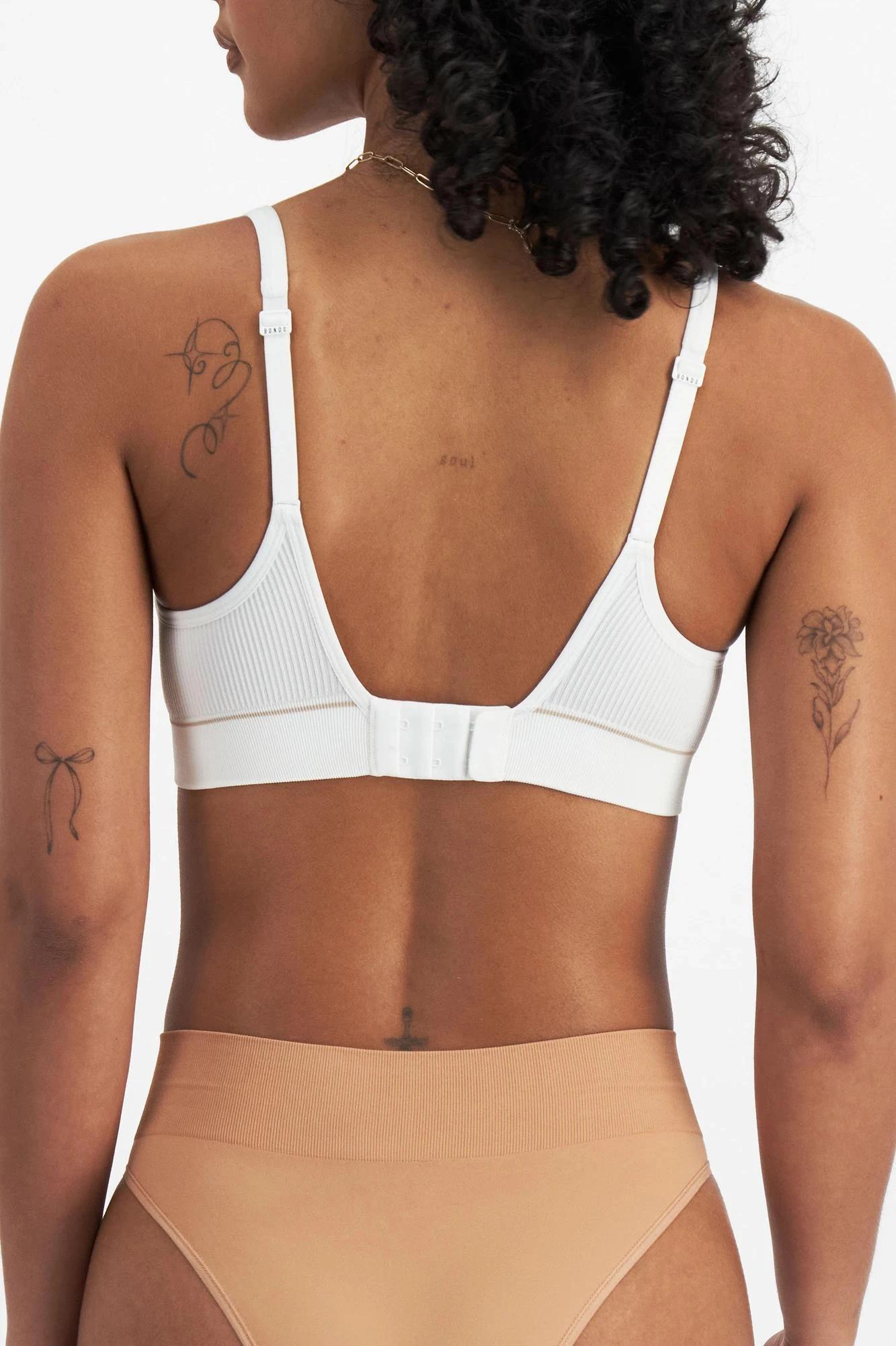 3 Womens Retro Rib T-Shirt Crop Bra - Bonds WHITE/BLUSH, 3 of 8