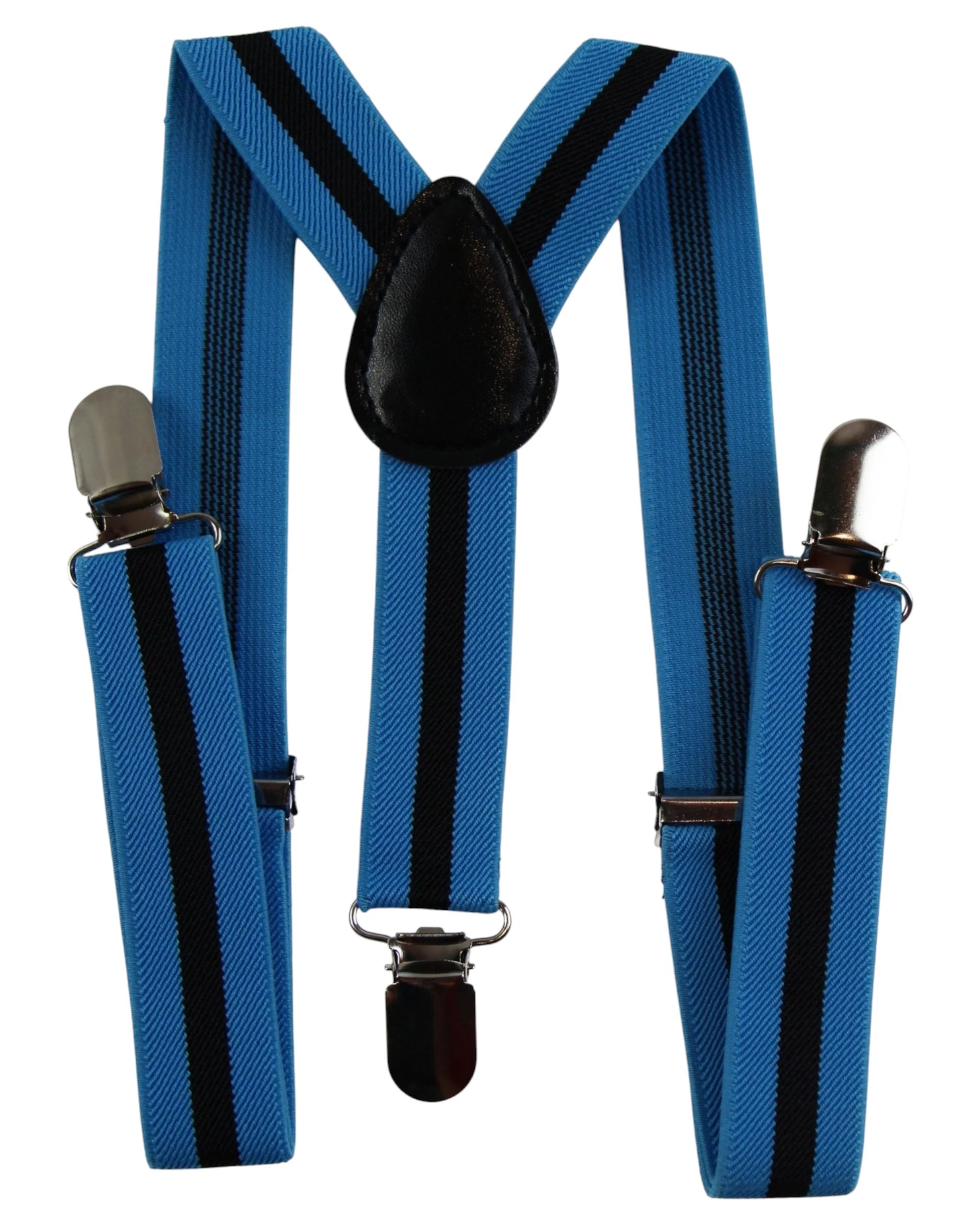 1 Zasel Boys Adjustable Light Blue & Thick Black Striped Patterned Suspenders - Multi, 1 of 3