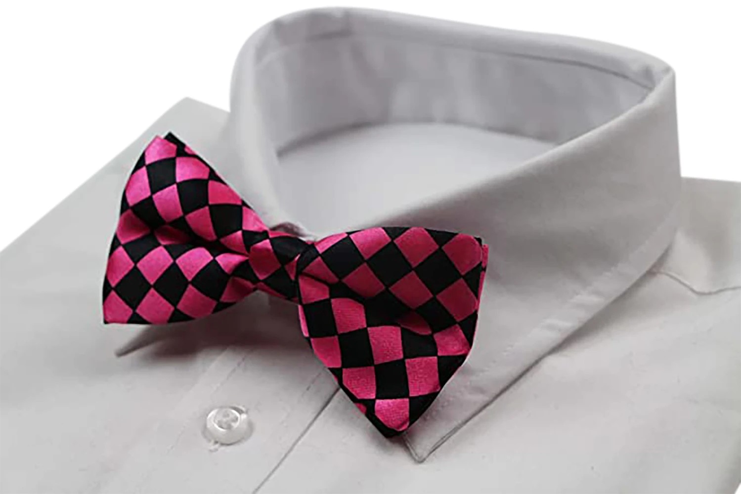 4 Zasel Mens Pink & Black Checkered Block Patterned Bow Tie - Multi, 4 of 4