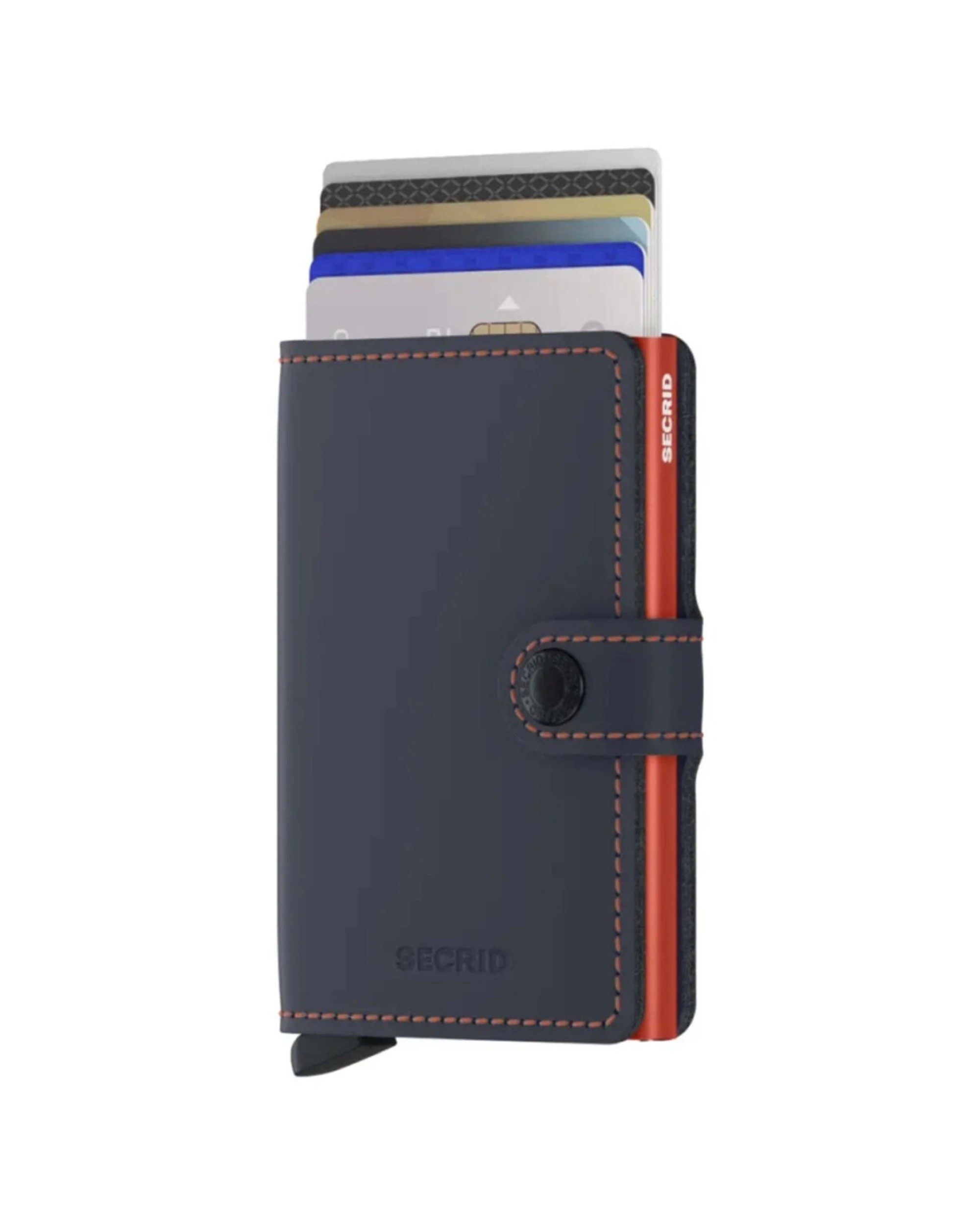 2 Secrid Miniwallet Compact RFID Aluminium Leather Card Wallet Large Compact Night - Orange, 2 of 5