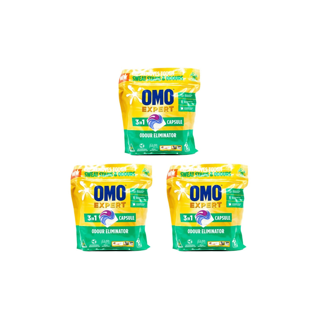 1 Omo 84pc Omo Expert Odour Eliminator 3 In 1 Laundry Detergent Capsules, 1 of 3
