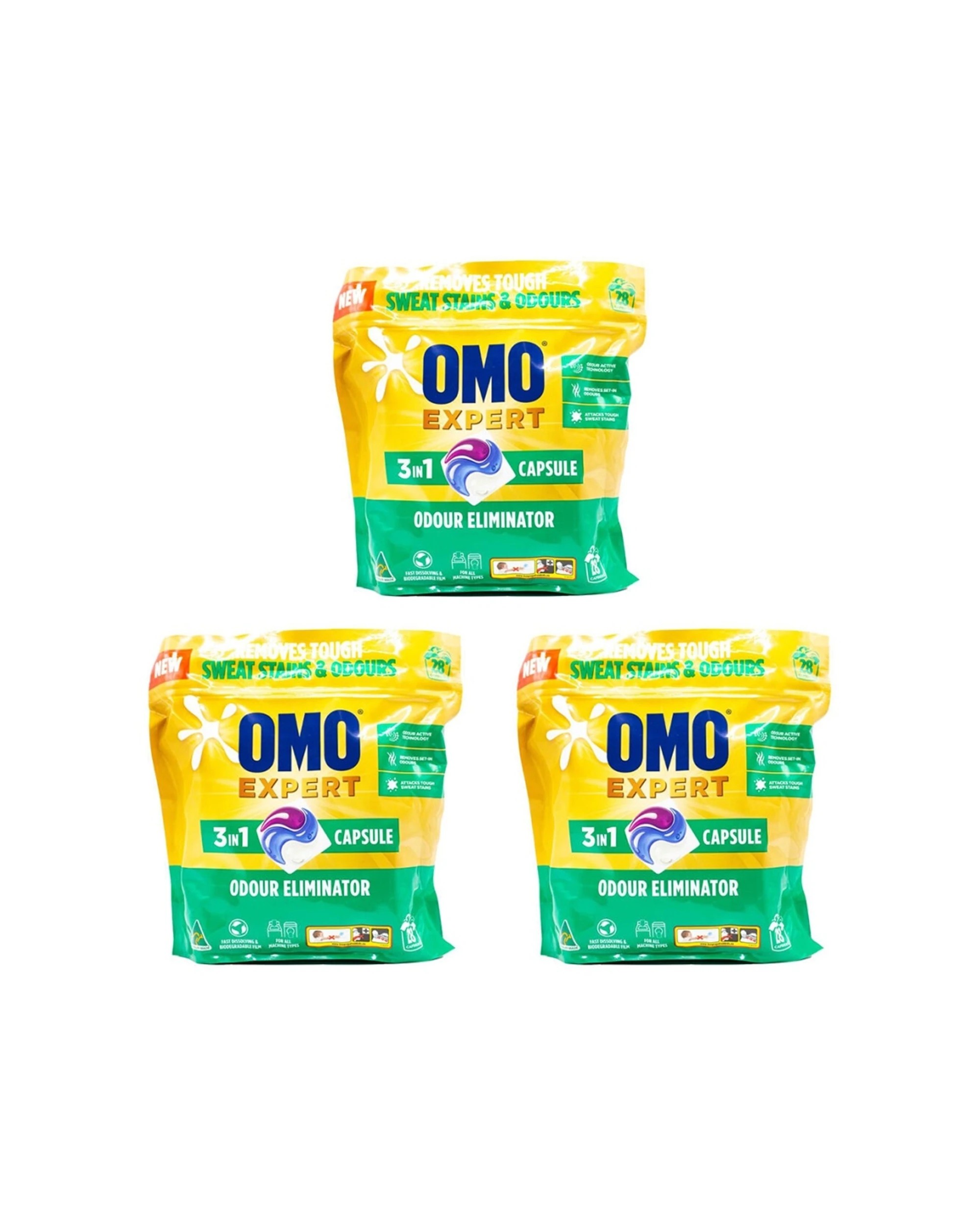 1 Omo 84pc Omo Expert Odour Eliminator 3 In 1 Laundry Detergent Capsules, 1 of 3