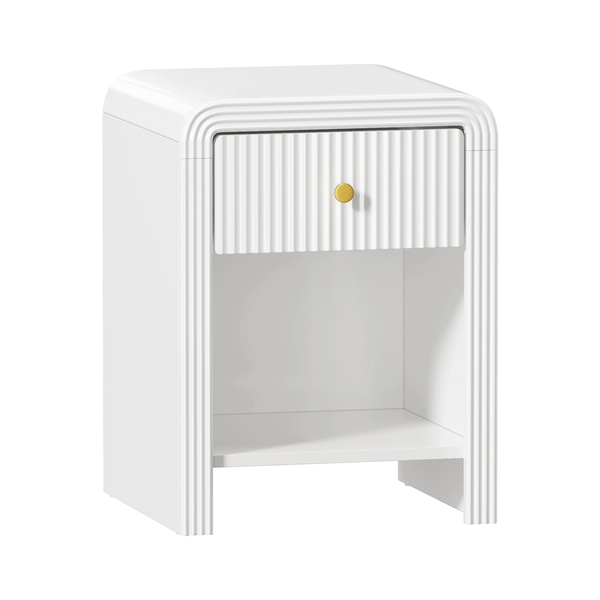 Oikiture Bedside Table Drawer and Shelf Nightstand - White - Kmart