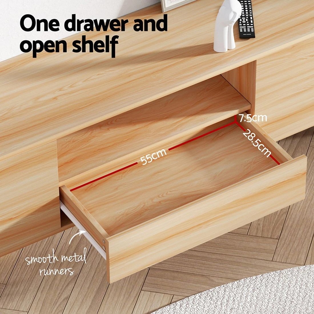 4 Artiss Entertainment Unit Stand Amber TV Cabinet Storage Drawers - Natural, 4 of 6