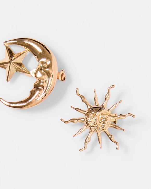 2 Pack Celestial Brooch - Gold Tone