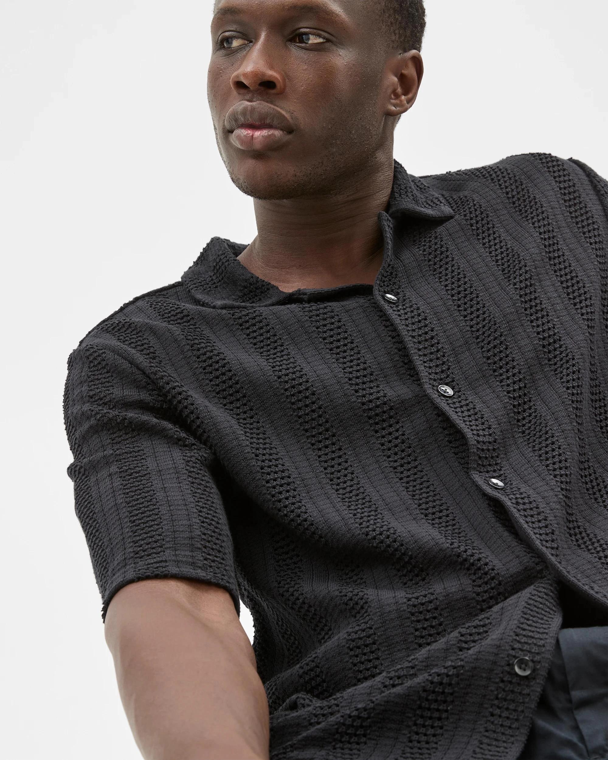 5 Australian Cotton Blend Knit Resort Shirt - Commons BLACK, 5 of 8