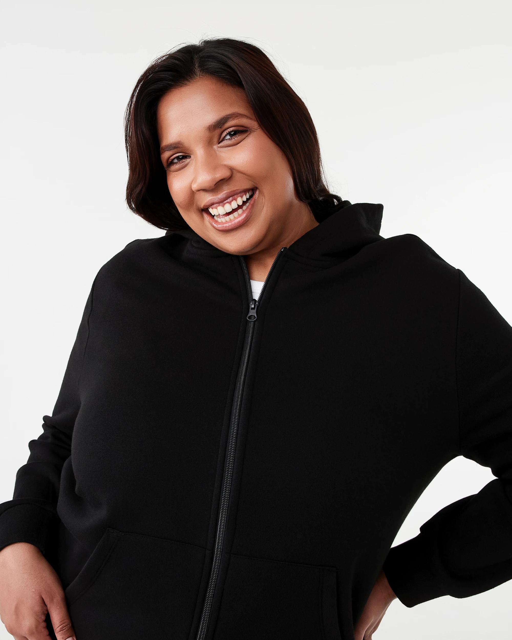 4 Curve Zip Through Hoodie Black, 4 of 6