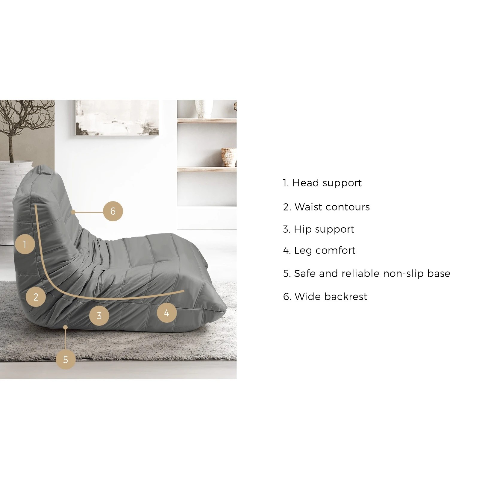 5 Oikiture Floor Sofa Accent Chair Lazy Couch Lounge - Grey, 5 of 10