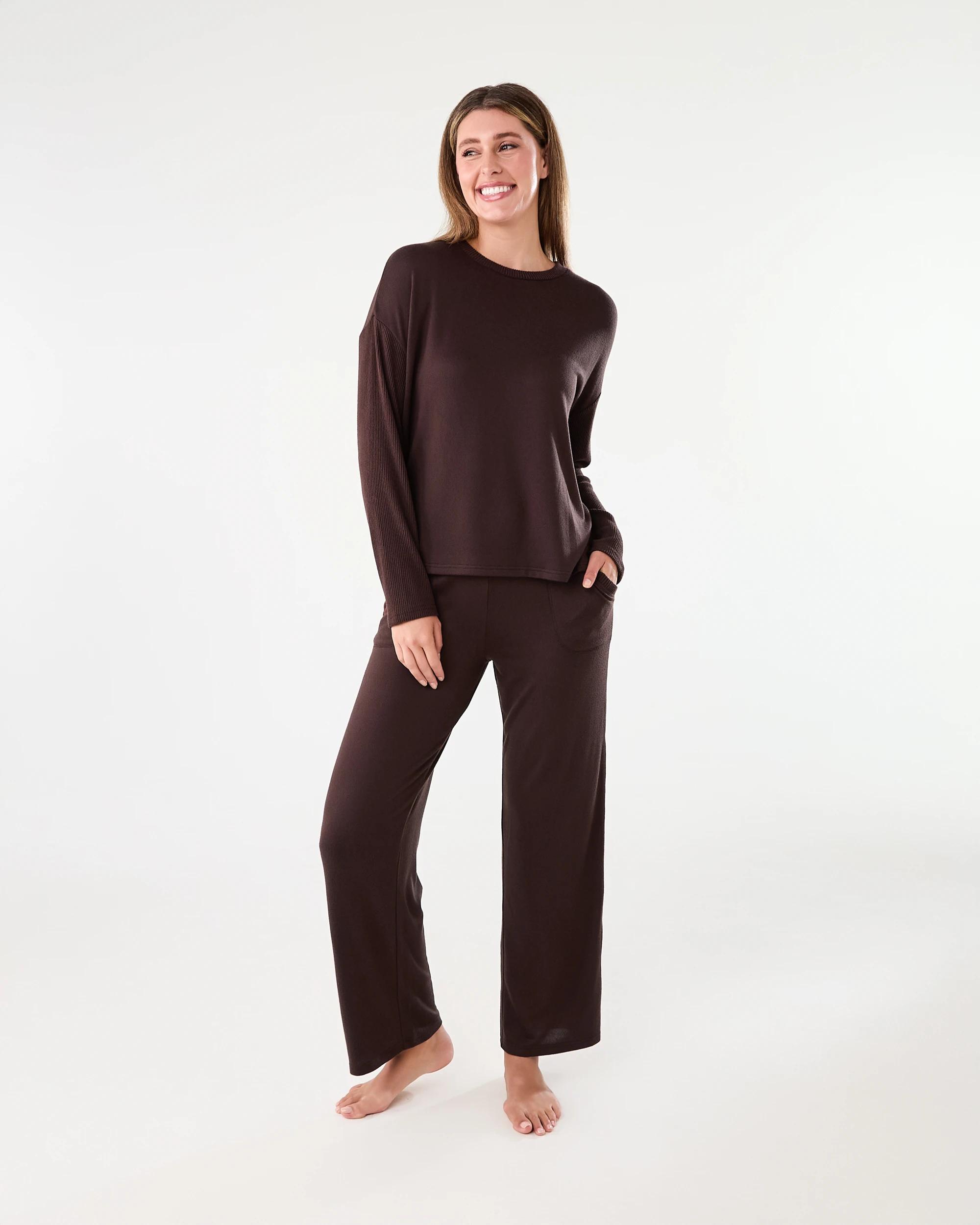 7 Super Soft Rib Trim Lounge Pants Choc Chip, 7 of 7