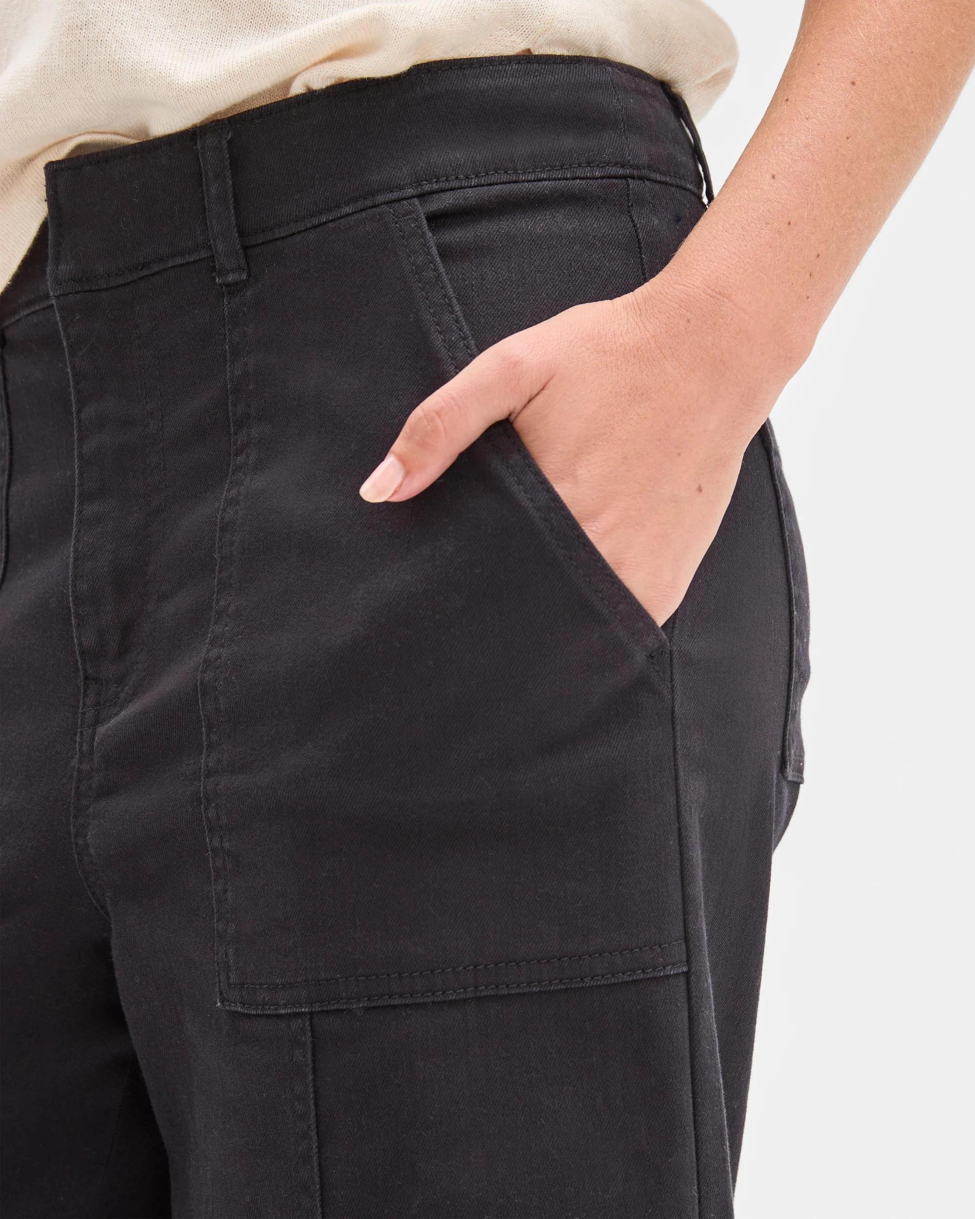 5 Target Woman Australian Cotton Blend Stretch Twill Wide Leg Pants BLACK, 5 of 6