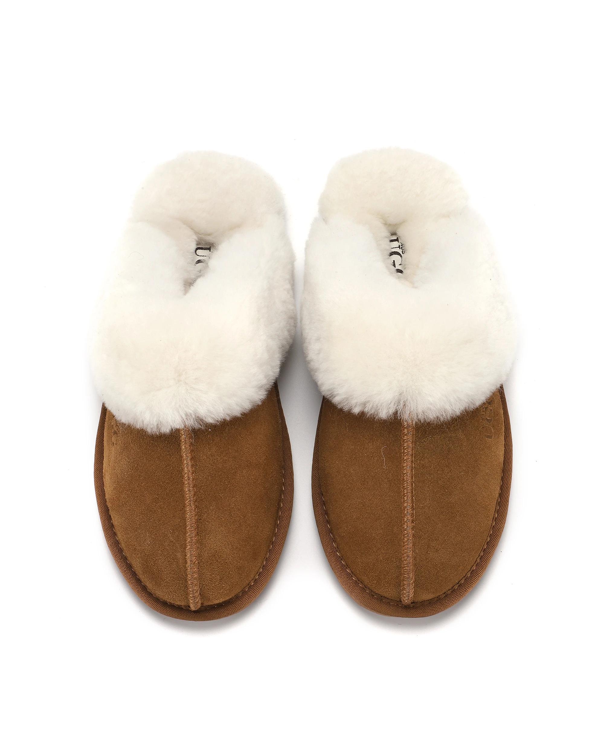 3 AUS WOOLI UGG Sheepskin Wool Shelley UGG Slippers TAN, 3 of 4