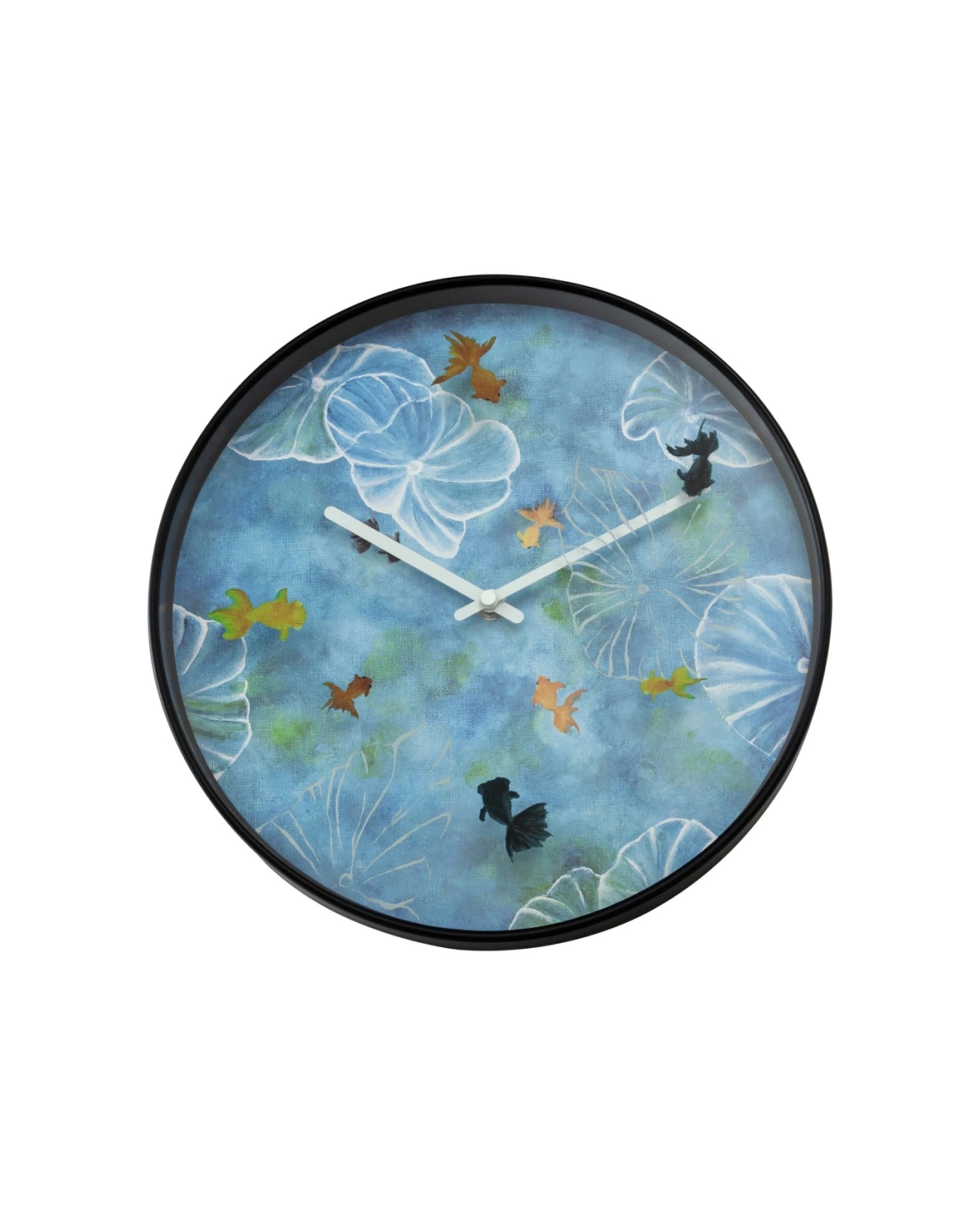 1 NEXTIME Pond 30cm Silent Wall Clock Silent Sweep Artistic Design Plastic Case - Blue, 1 of 5