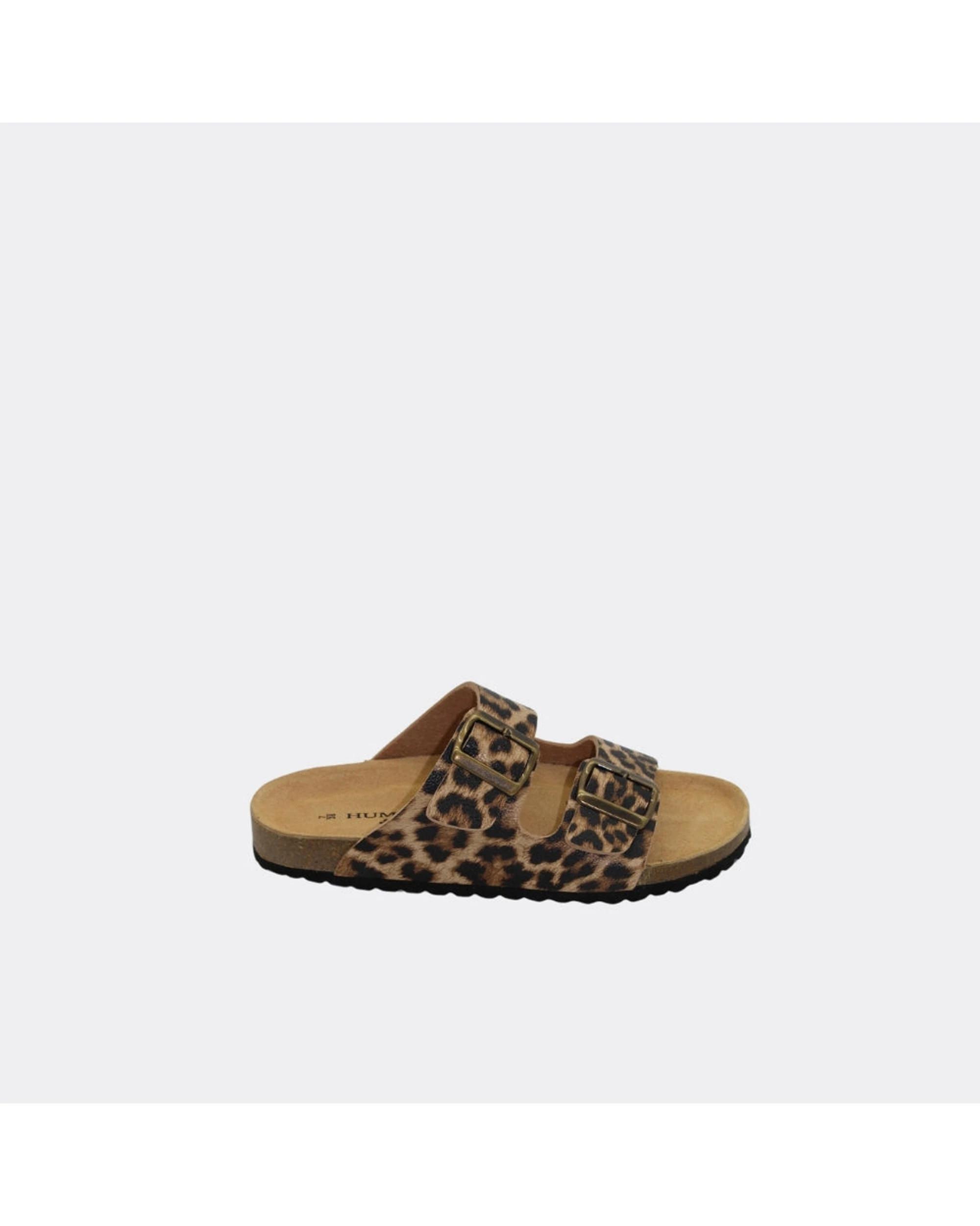 3 Human Shoes Ibiza Women's Slip On Sandals Double Buckle Choc OCELOT, 3 of 4