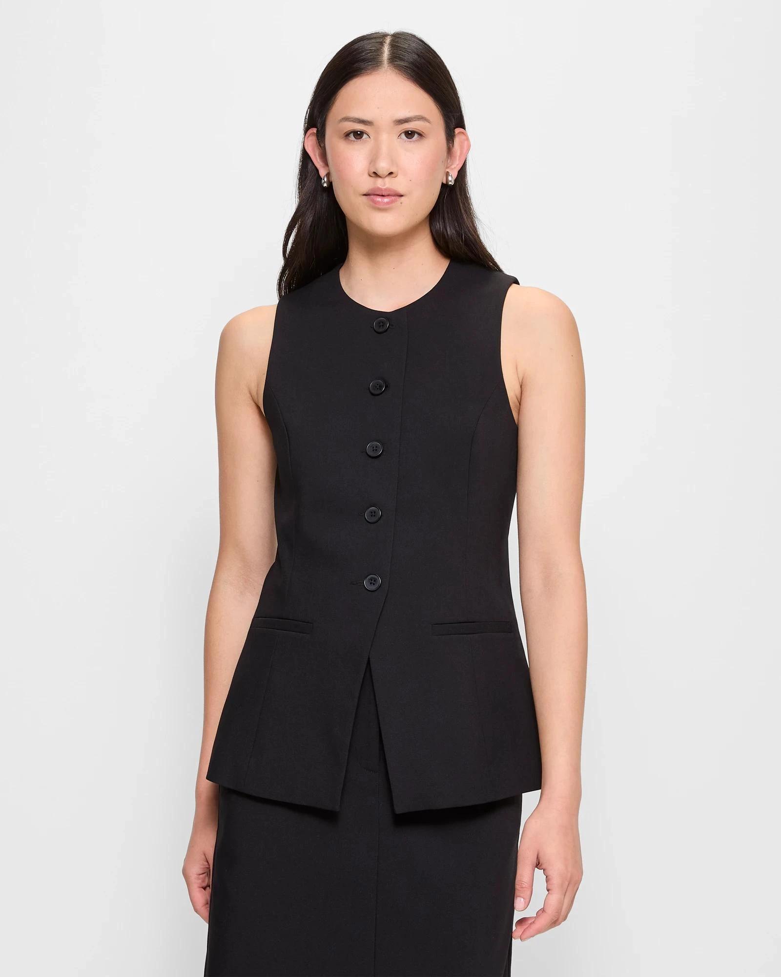 1 Classic Longline Waistcoat - Preview BLACK, 1 of 5