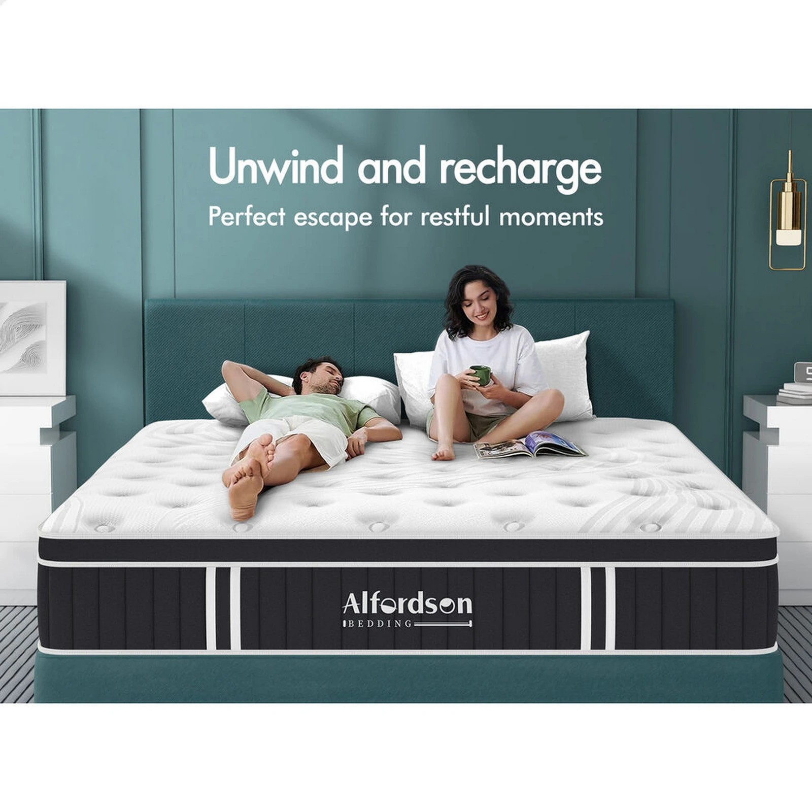 8 Alfordson Mattress Euro Top Spring Foam Bedding 22CM Medium Firm - King Bed, 8 of 10