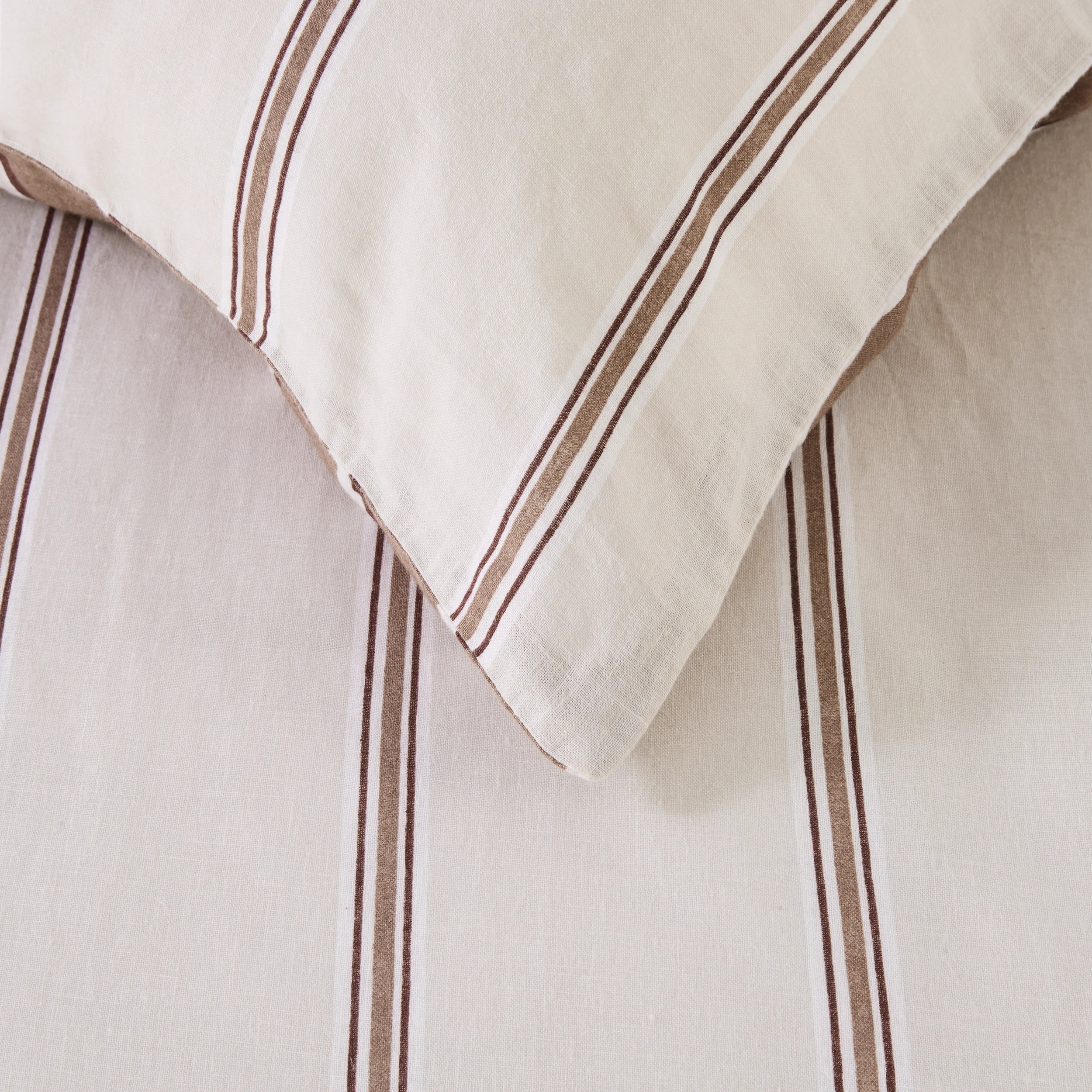 5 Stripe Linen Cotton Reversible Quilt Cover Set - Queen Bed, Mocha, 5 of 9