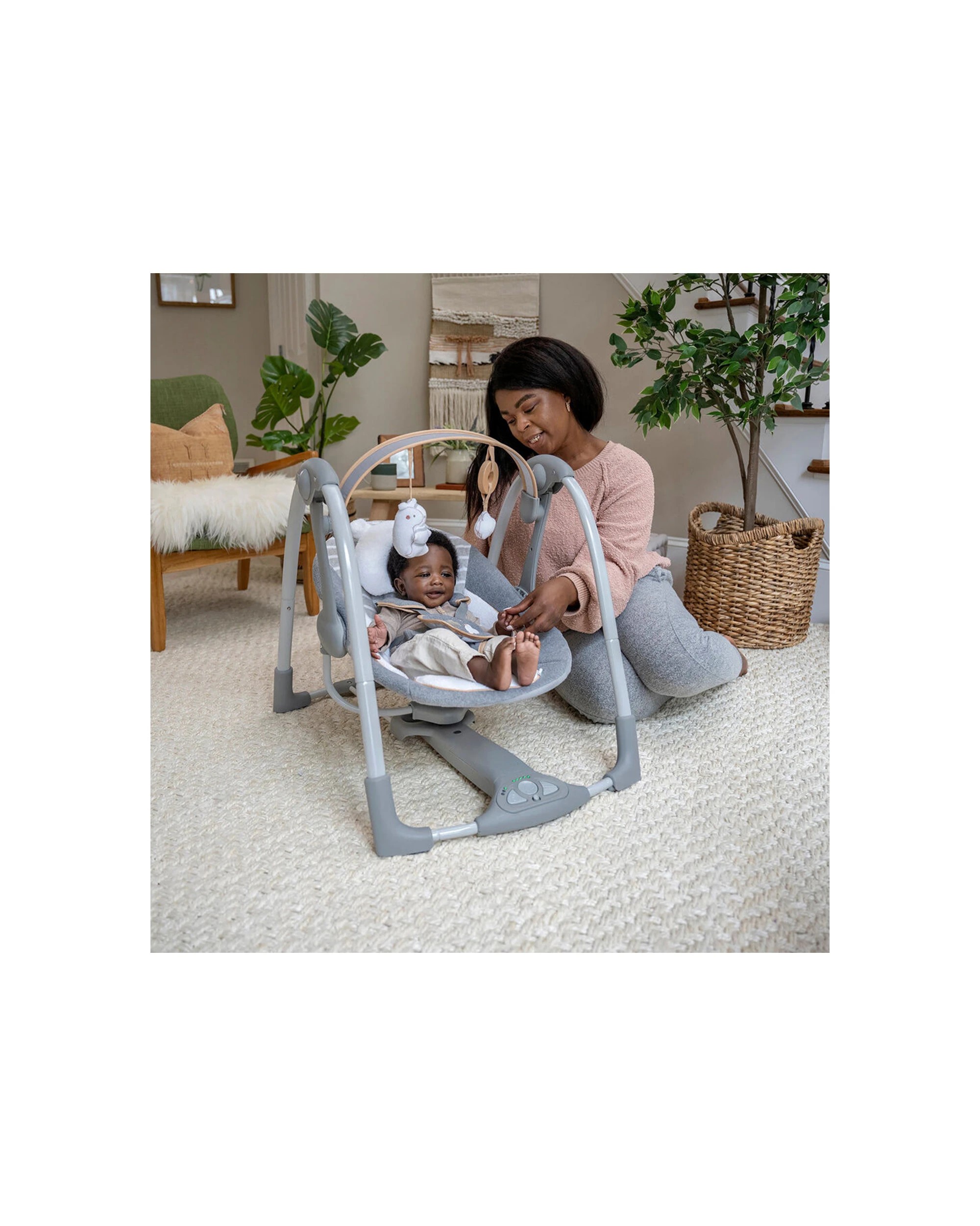 3 Ingenuity Boutique Collection Deluxe Swing N Go Portable Baby Swing 0-9m - Grey, 3 of 6