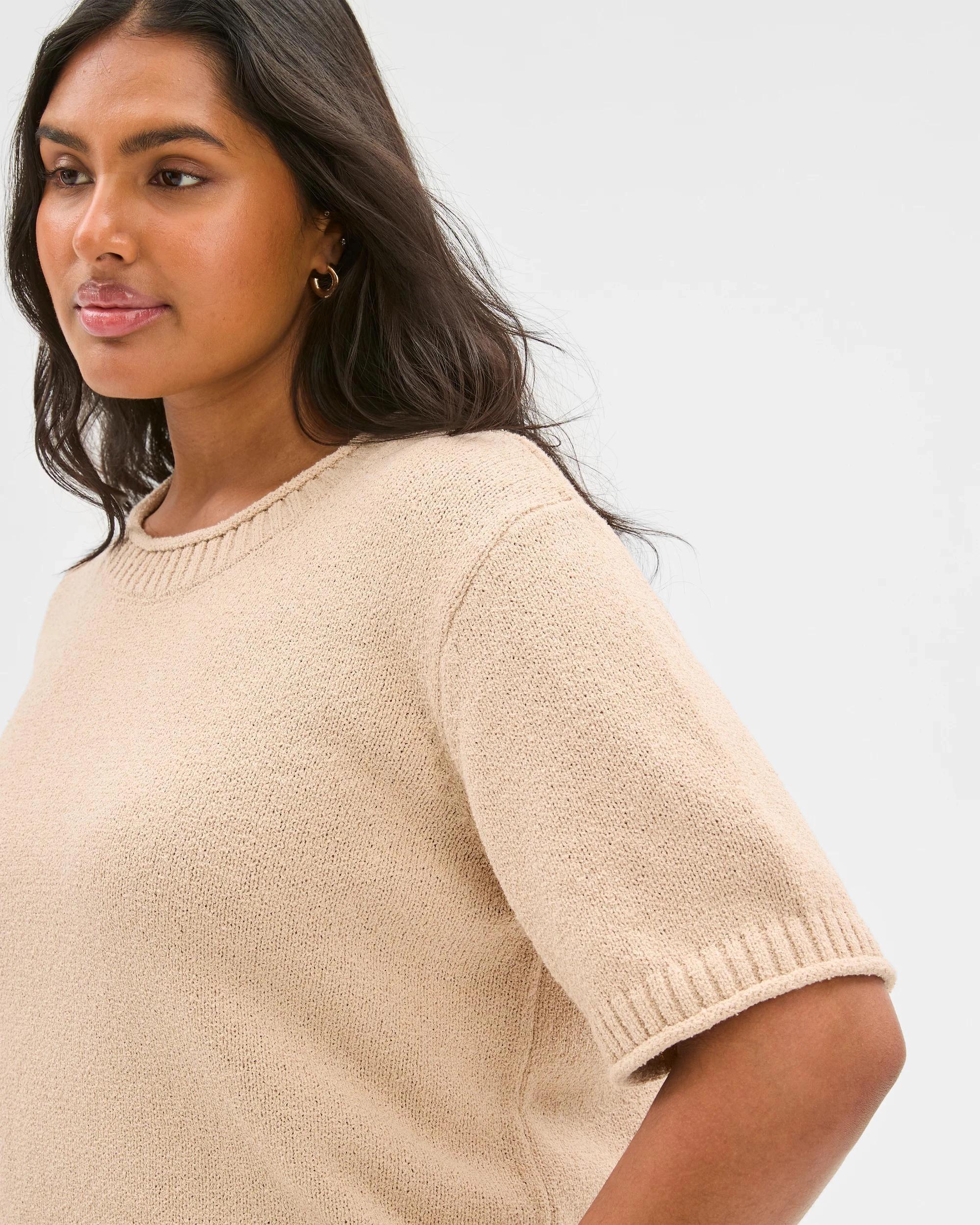 4 Target Plus Size Australian Cotton Blend Mini Boucle Knit Top ASH BROWN, 4 of 6