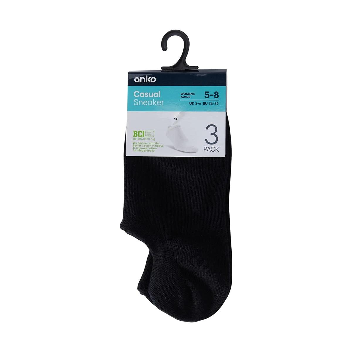 3 3 Pack Sneaker Socks BLACK, 3 of 3