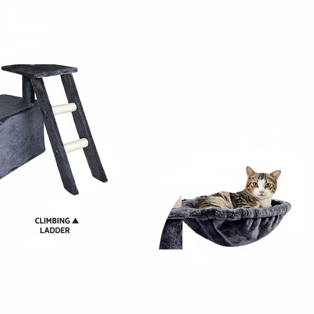 5 i.Pet Cat Tree 138cm Tower Scratching Post Scratcher Trees Condo House - Grey, 5 of 6