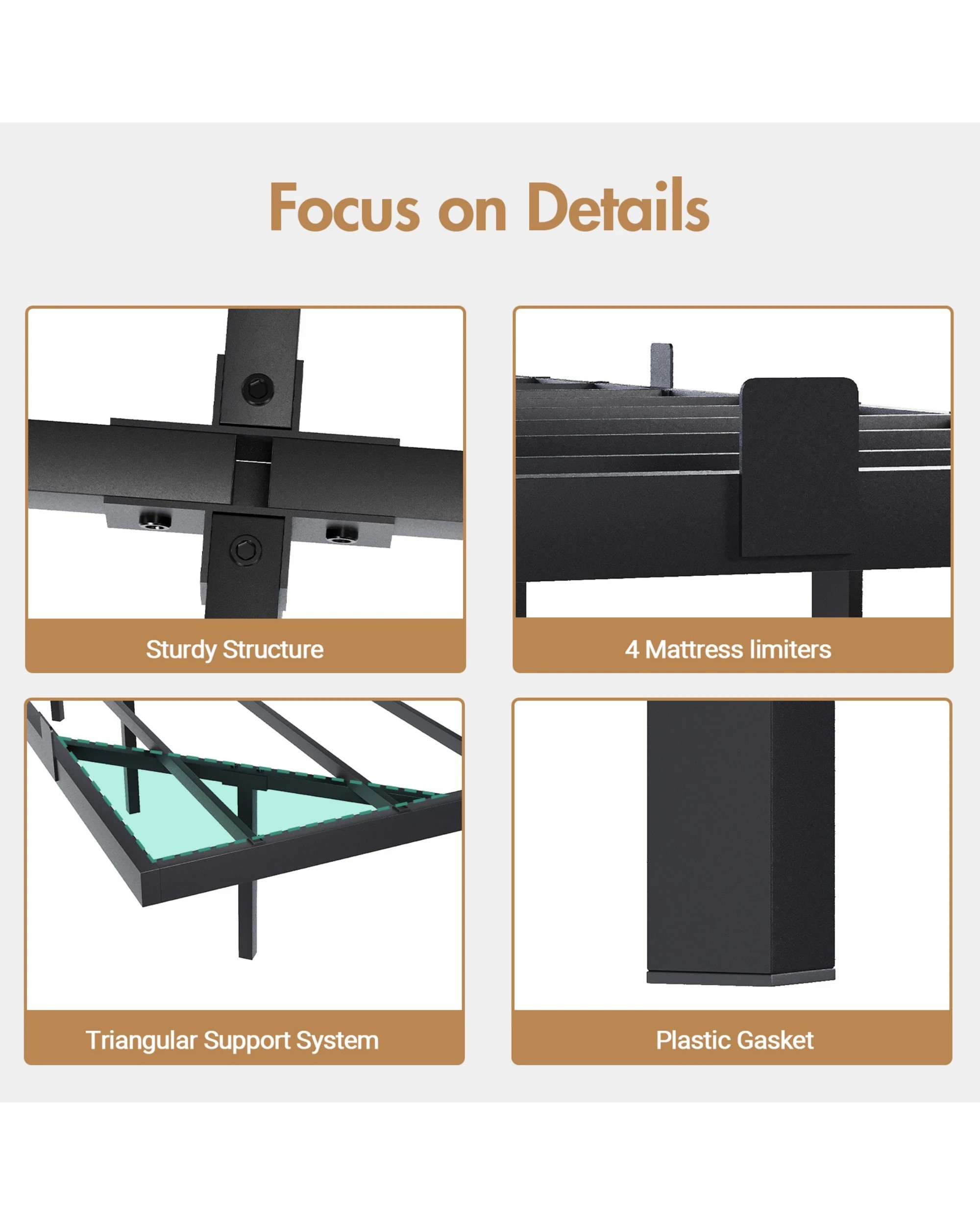 7 Advwin Double Size Floating Bed Frame with Headboard Led Light and Charging Station, 7 of 7