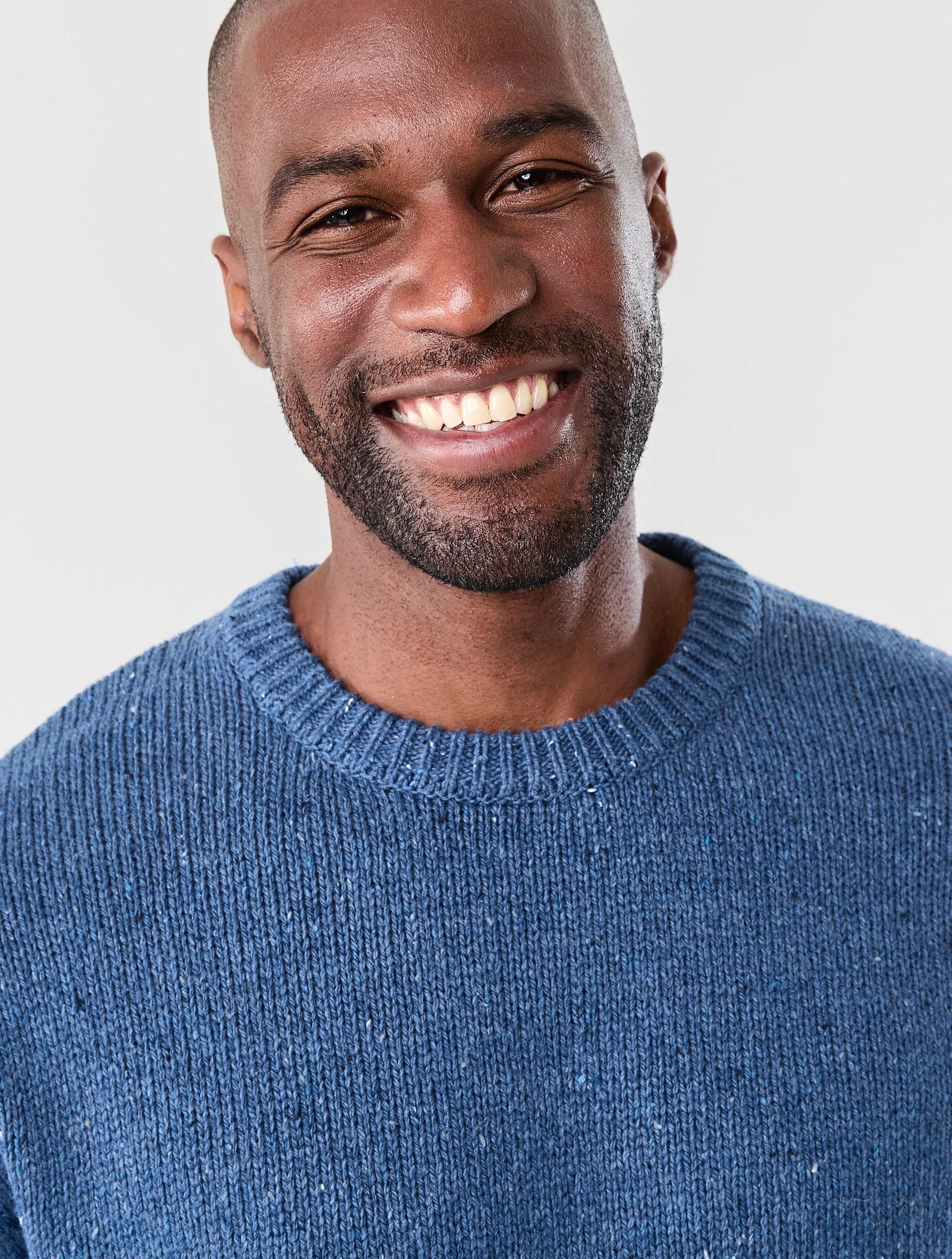 4 Twisted Yarn Crew Knit Jumper Navy, 4 of 6