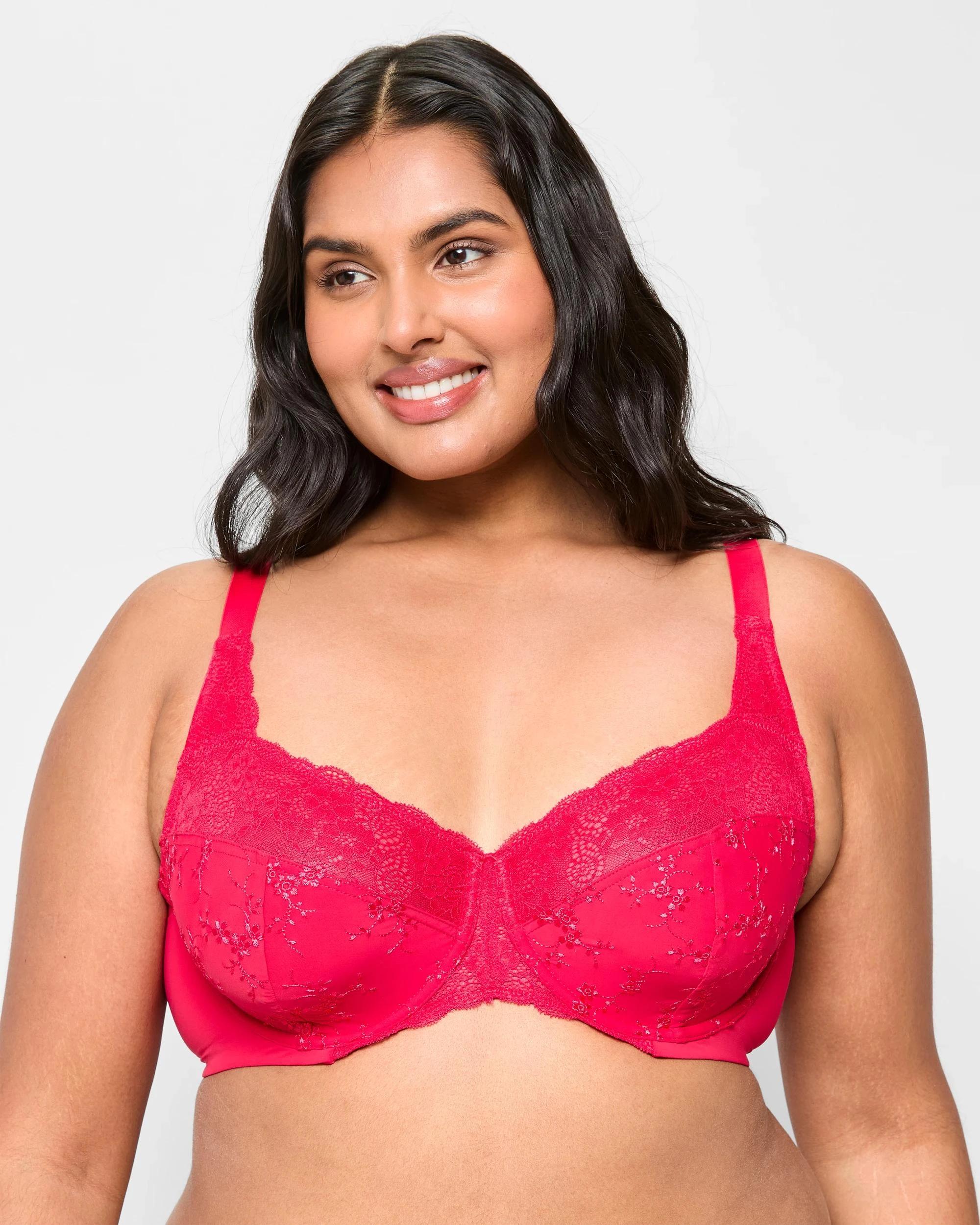1 Target Womens Plus Size Embroidered and Lace Underwire Bra BARBERRY, 1 of 2