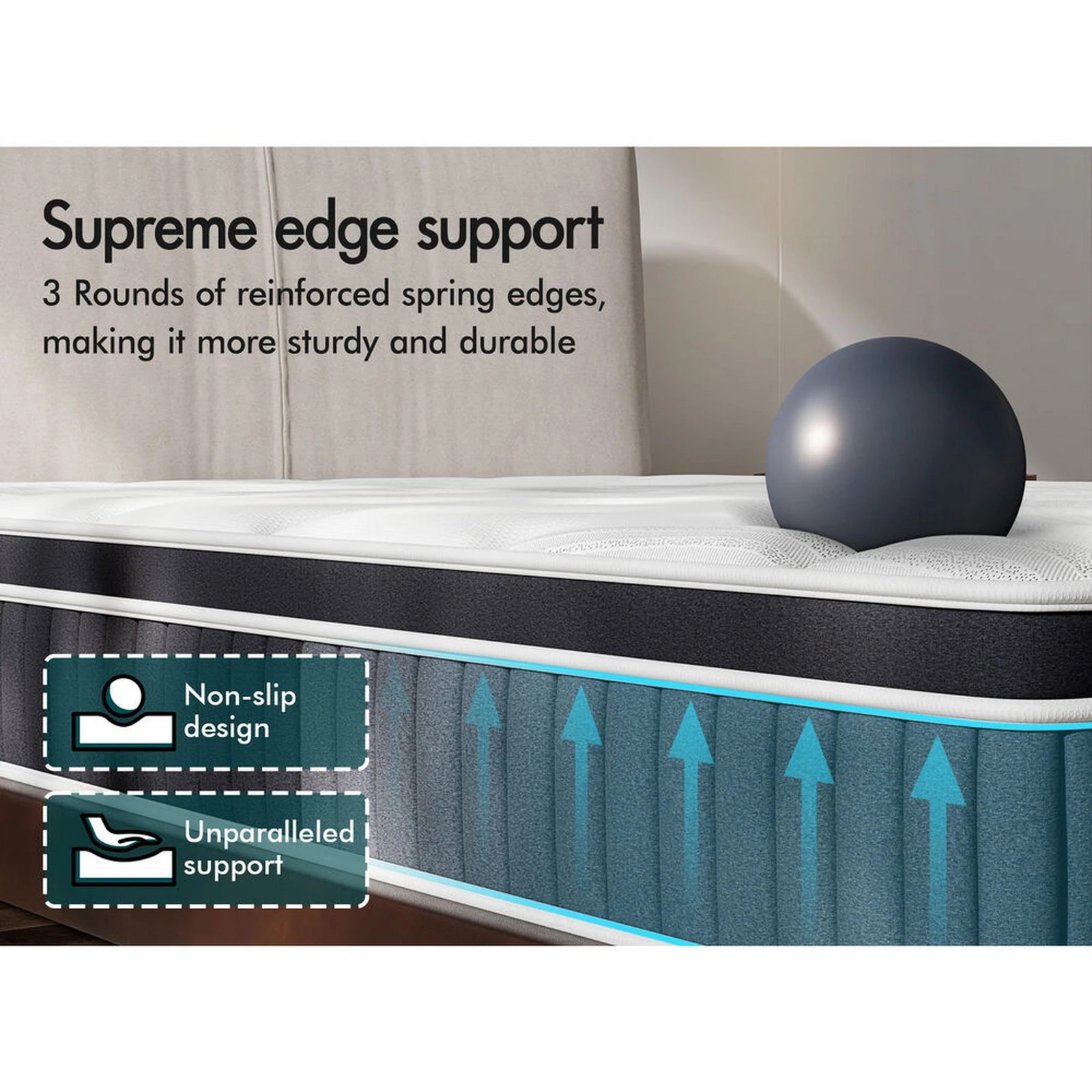 9 Alfordson Mattress Euro Top Spring Foam Bedding 22CM Medium Firm - Queen Bed, 9 of 10