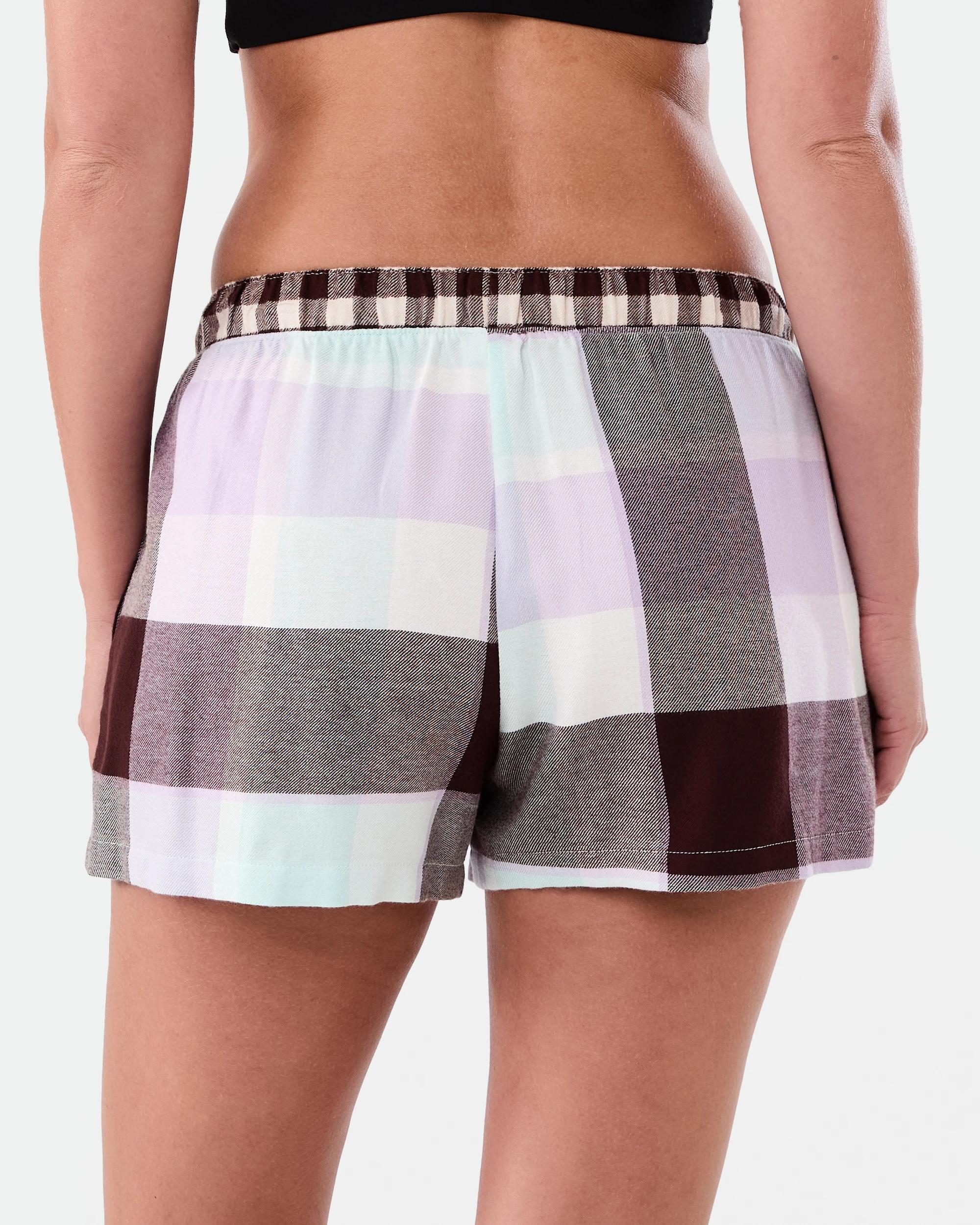 3 Viscose Blend Contrast Boyfriend Flannel Shorts Mint Check, 3 of 6