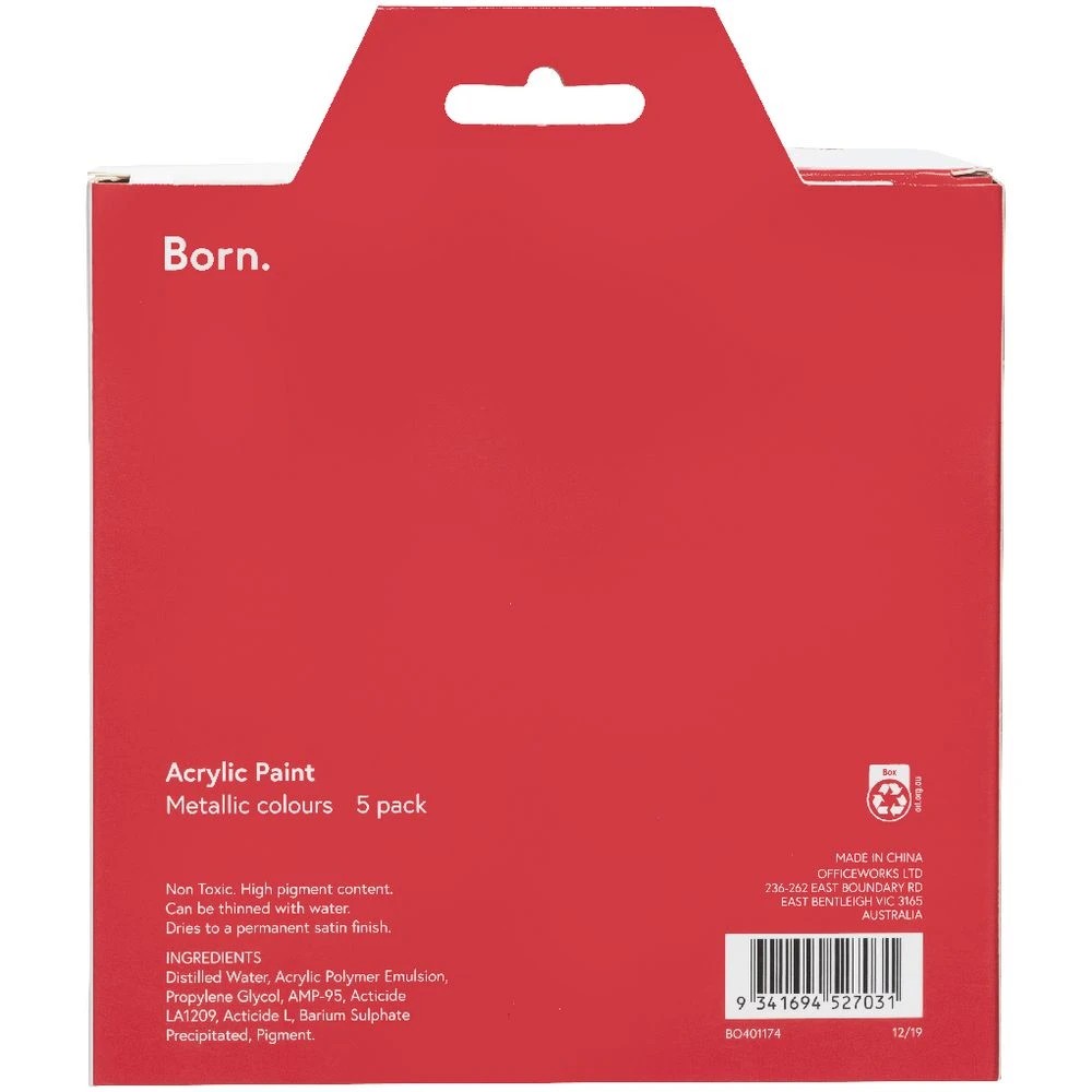 3 Born Acrylic Paints 60mL 5 Pack Metallic Colours, 3 of 6